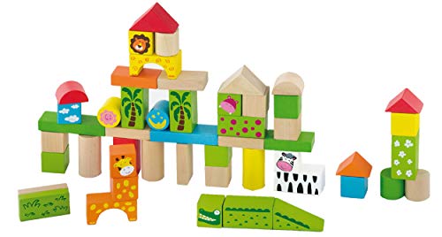 New Classic Toys Viga - Holzebausteine - Zoo - 50 Stück