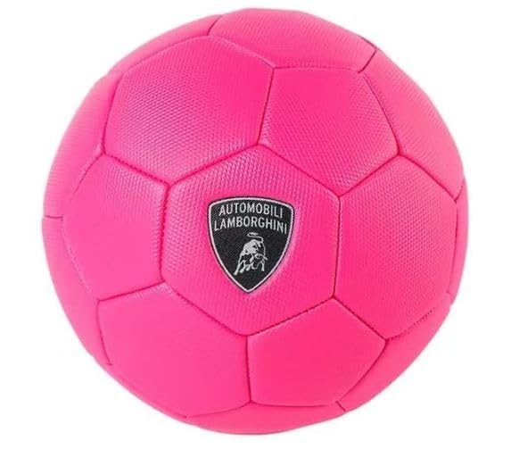 Lamborghini Size 5 PVC Soccer Ball, Pink Football with Signature Logo, Durable Outdoor Play Ball, Kids & Teens, Ages 6+