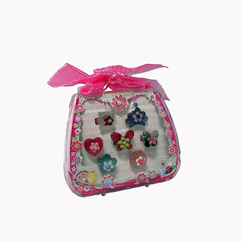 Pecoware 7 Day Ring Set, Secret Garden Design, 7 Colorful Rings, Fun Dress-Up Jewelry, Ages 3+