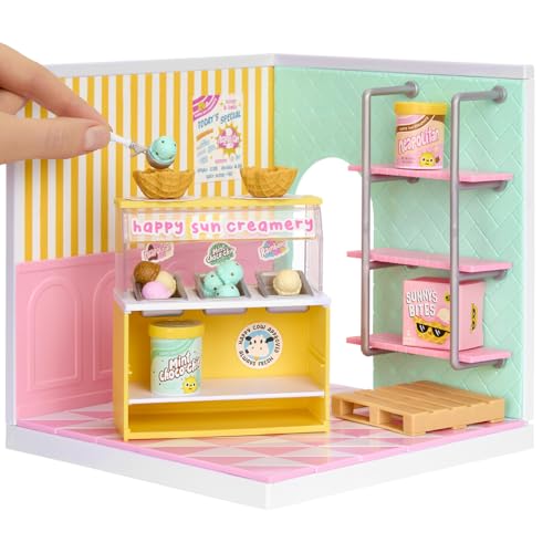 MGA’s Miniverse Make It Mini Spaces Starter Pack Pink, Buildable Custom Scene with Panels, Floor, Furniture, Wallpaper, Surprise Ingredients, NFC Card & Display, Ice Cream & Pizza Shop Themes- 566212