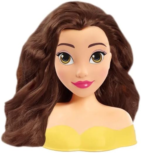 Just Play Disney Beauty and The Beast Belle Mini Styling Head Doll, Girls Pretend Play Hair Styling Toy Set with Brush, Kids Toys Age 3+