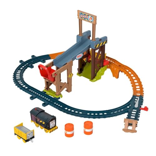 Thomas & Friends JBW20 Battery Operated Toy Train Set Diesels Construction Site Set with Rails and Cargo for Nursery Children from 3 Years [Multicoloured]