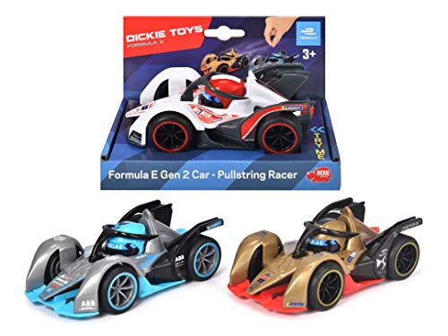 Dickie Toys Formula E Pullstring Racer 14cm, Pull Line Racing Car Toy, Formula E Series, Random Model Assortment, Interactive Racing Toy for Kids Ages 3+