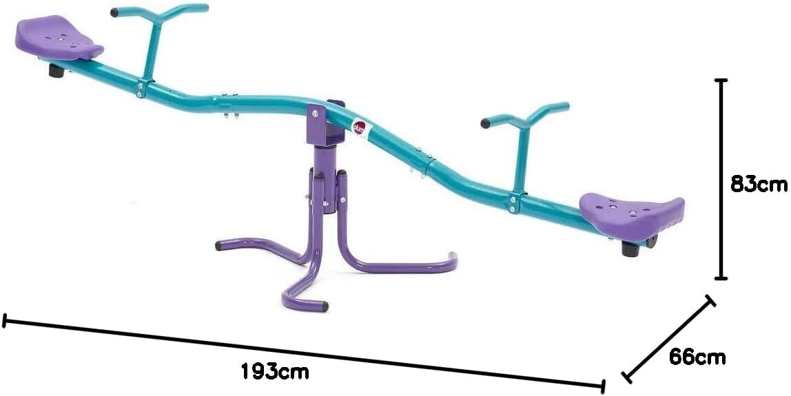 منشار معدني دوار من Plum، يدور 360 درجة، سهل التجميع، تصميم إطار معدني قوي مع أقصى وزن 50 كجم، لعبة خارجية مناسبة للأطفال من الأولاد والبنات من سن 3 سنوات فما فوق