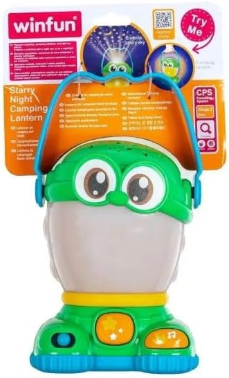 Winfun Starry Night Camping Lantern Interactive Toy for Babies Multicolor Light Up Star Projector Music Sounds Lullabies Portable Handle