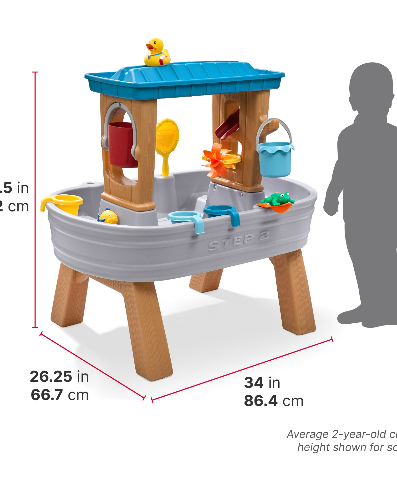 Step2 Rain Showers Splash Tub, Outdoor Water Table, Activity Toy with Double Sided Rain Shower Wall, 10 Piece Accessories Set, Backyard Activity Centre,  Suitable for Boys and Girls Aged 18m+