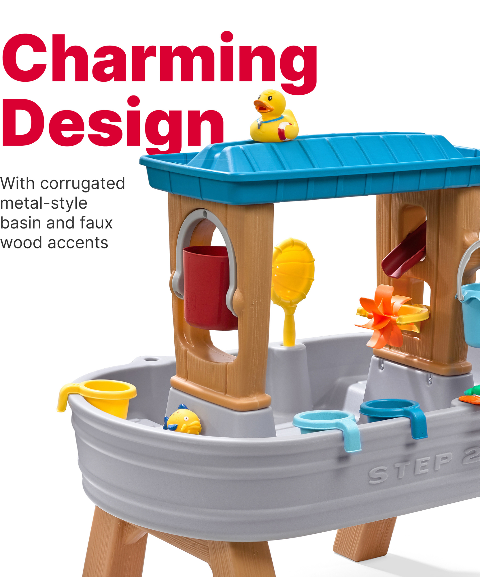 Step2 Rain Showers Splash Tub, Outdoor Water Table, Activity Toy with Double Sided Rain Shower Wall, 10 Piece Accessories Set, Backyard Activity Centre,  Suitable for Boys and Girls Aged 18m+