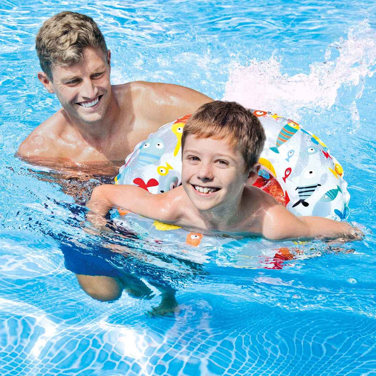 Intex Lively Print Swim Rings, Inflatable Pool & Water Float, 61 cm, Multi-Color