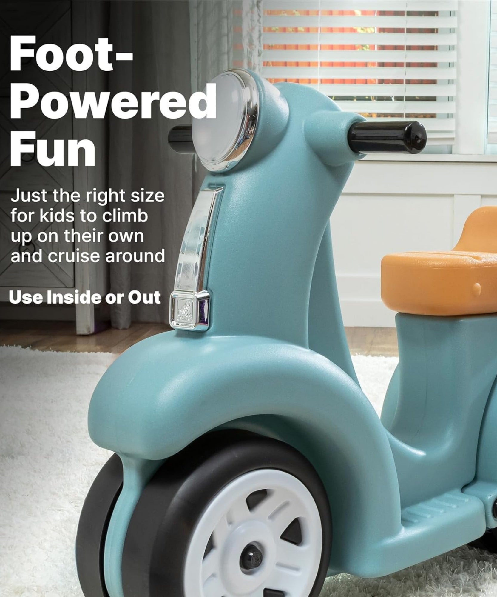 Step2 Kids Ride Along Scooter, Single Seater Easy to Store Ride On Toy with Rear Storage Slot, Suitable for Children both Boys and Girls Aged 18m and Above, Blue