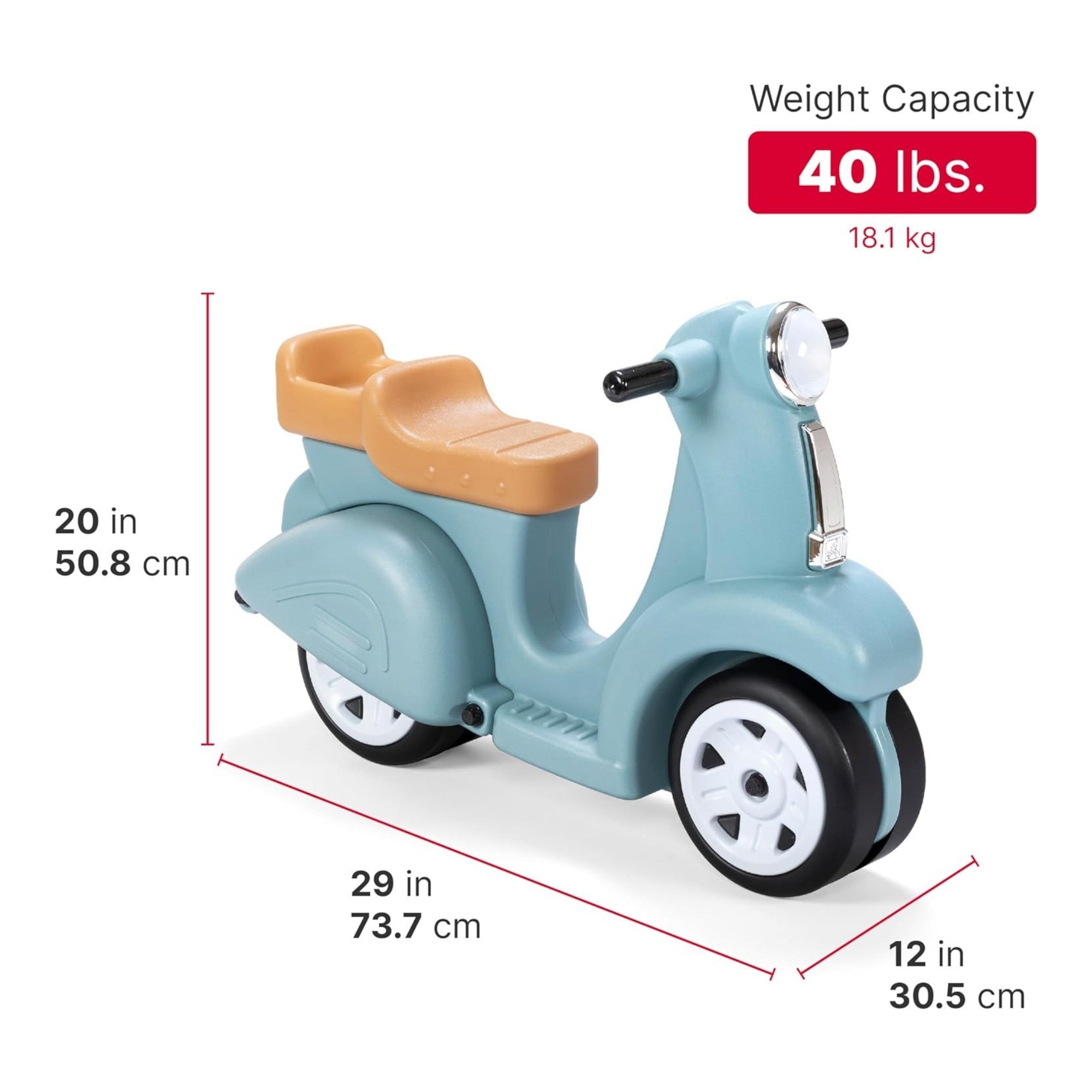 Step2 Kids Ride Along Scooter, Single Seater Easy to Store Ride On Toy with Rear Storage Slot, Suitable for Children both Boys and Girls Aged 18m and Above, Blue