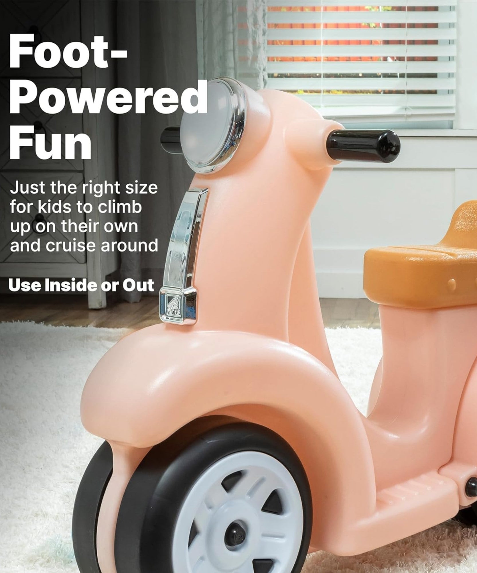 سكوتر ستيب 2 للأطفال، مقعد واحد، سهل التخزين، لعبة ركوب مع فتحة تخزين خلفية، مناسب للأطفال من الأولاد والبنات من سن 18 شهرًا فما فوق، لون وردي