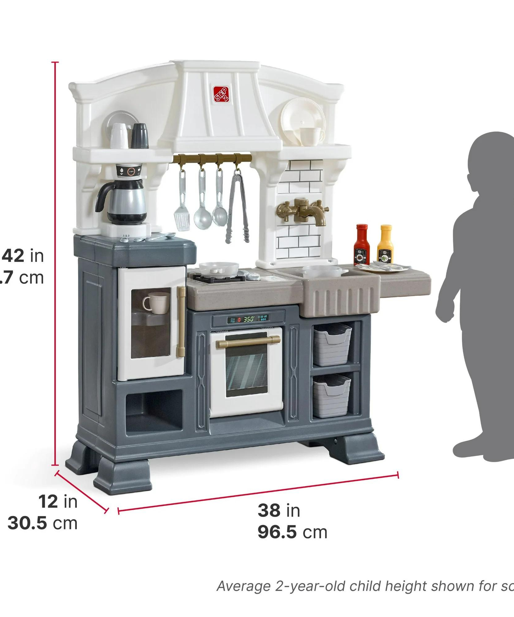 Step2 Gilded Gourmet Kitchen, Kitchen Playset with 25 Piece Accessories Including Pots and Pans, Folk and Spoon, Indoor and Outdoor Roleplay ToySuitable for Children both Boys and Girls Aged 2+