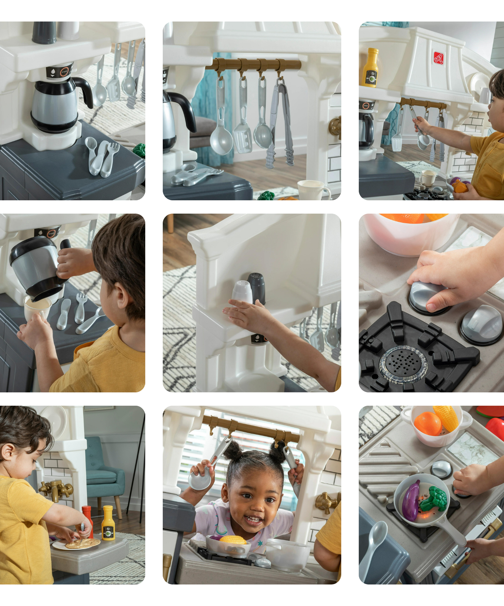 Step2 Gilded Gourmet Kitchen, Kitchen Playset with 25 Piece Accessories Including Pots and Pans, Folk and Spoon, Indoor and Outdoor Roleplay ToySuitable for Children both Boys and Girls Aged 2+