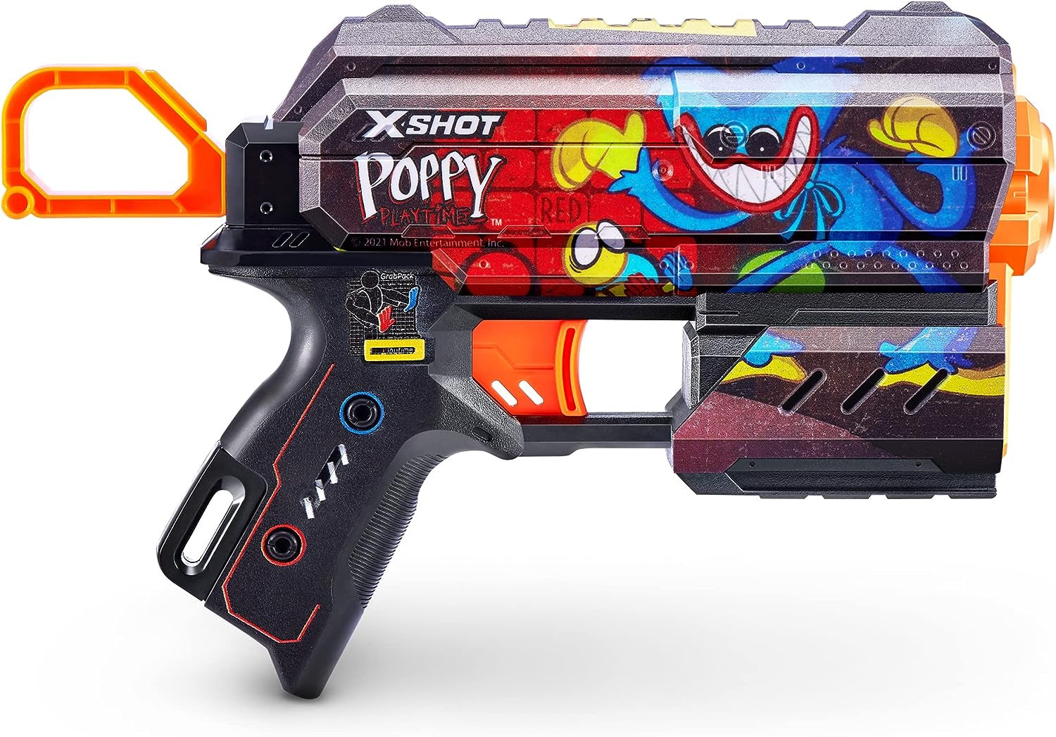 XSHOT Skins Flux, Poppy Playtime Jumpscare Edition (8 Darts), Foam Dart Blaster with Air Pocket Dart Technology, Shoots up to 27m, Collectible Toy Gun for Kids Ages 8+, Boys, Girls, Teens