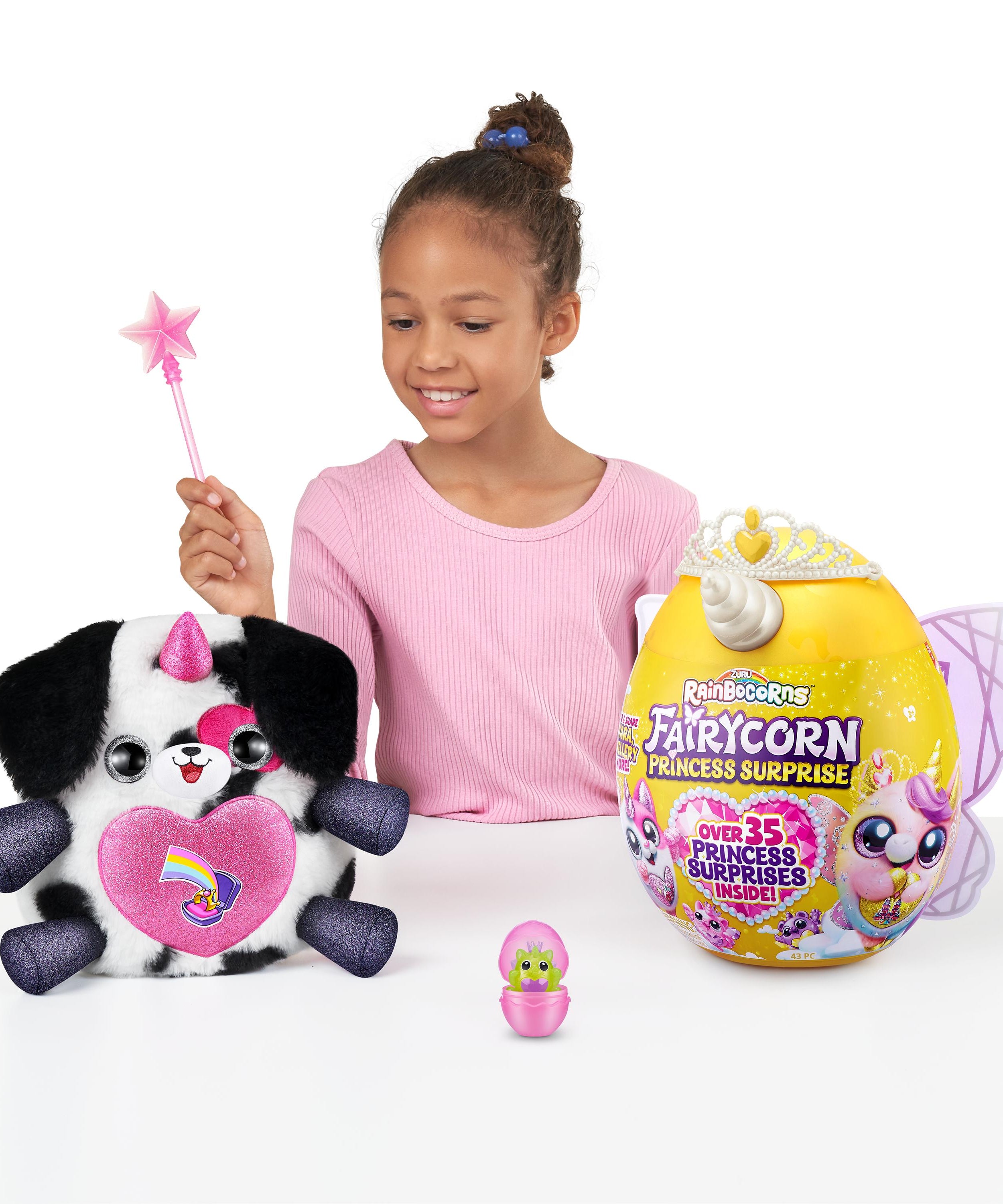 Rainbocorns Fairycorn Princess Surprise (Puppy) 11" Collectible Plush Toy with 35+ Surprises, Fairy Wings, Tiara, Wand, Boo-Boocorn, and Surprise Egg, Soft Toy for Girls Ages 3+