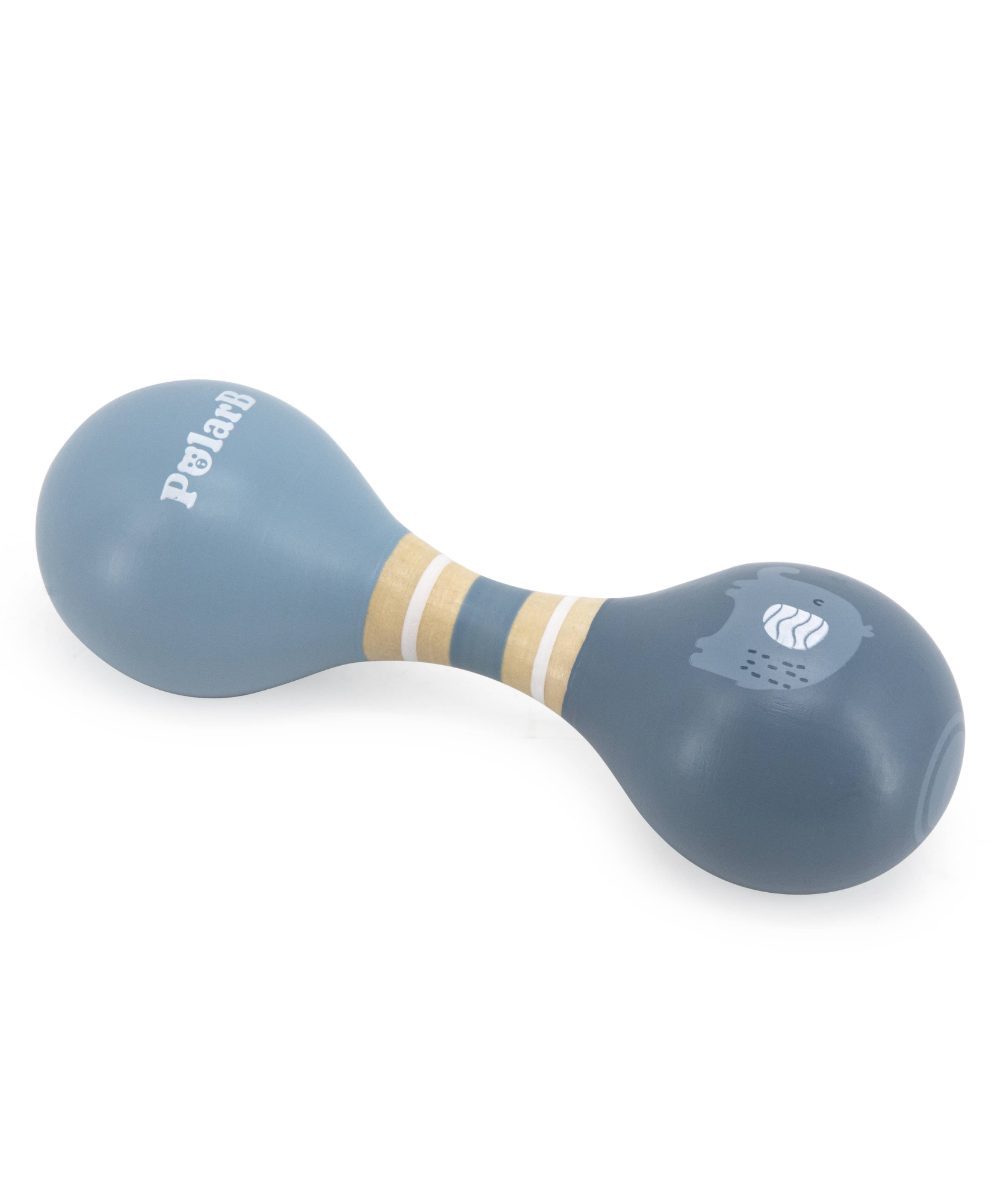 ماراكاس خشبية مزدوجة من PolarB للأطفال الصغار والرضع، تصميم فيل سهل الإمساك، آلة موسيقية مبكرة، آمنة وغير سامة، مناسبة من عمر 0 أشهر فما فوق