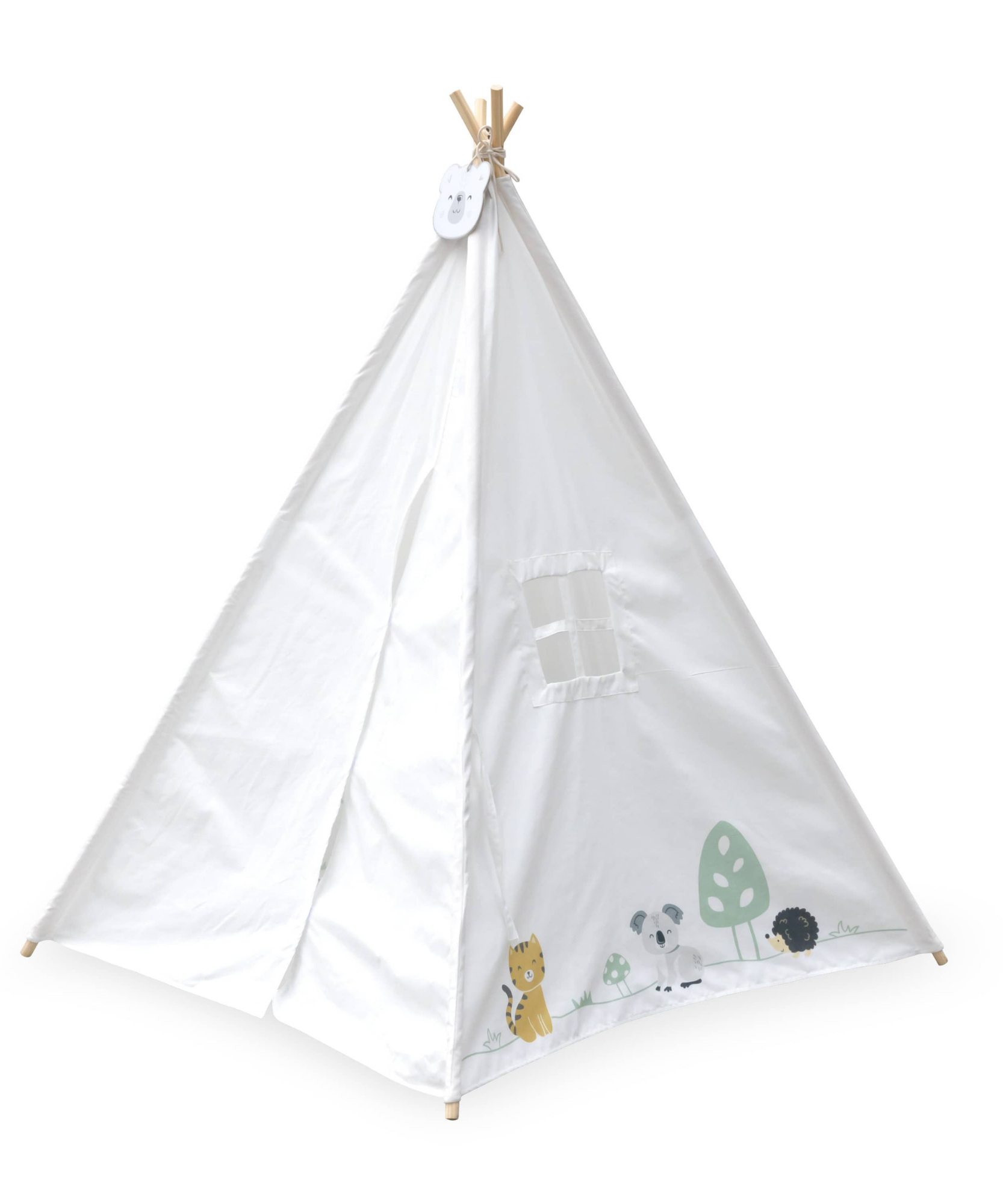 PolarB Teepee Tent for Kids, Cotton Canvas Indoor Playhouse with Wooden Poles and Blackboard, Easy Assembly, Ideal for Ages 3 and Up