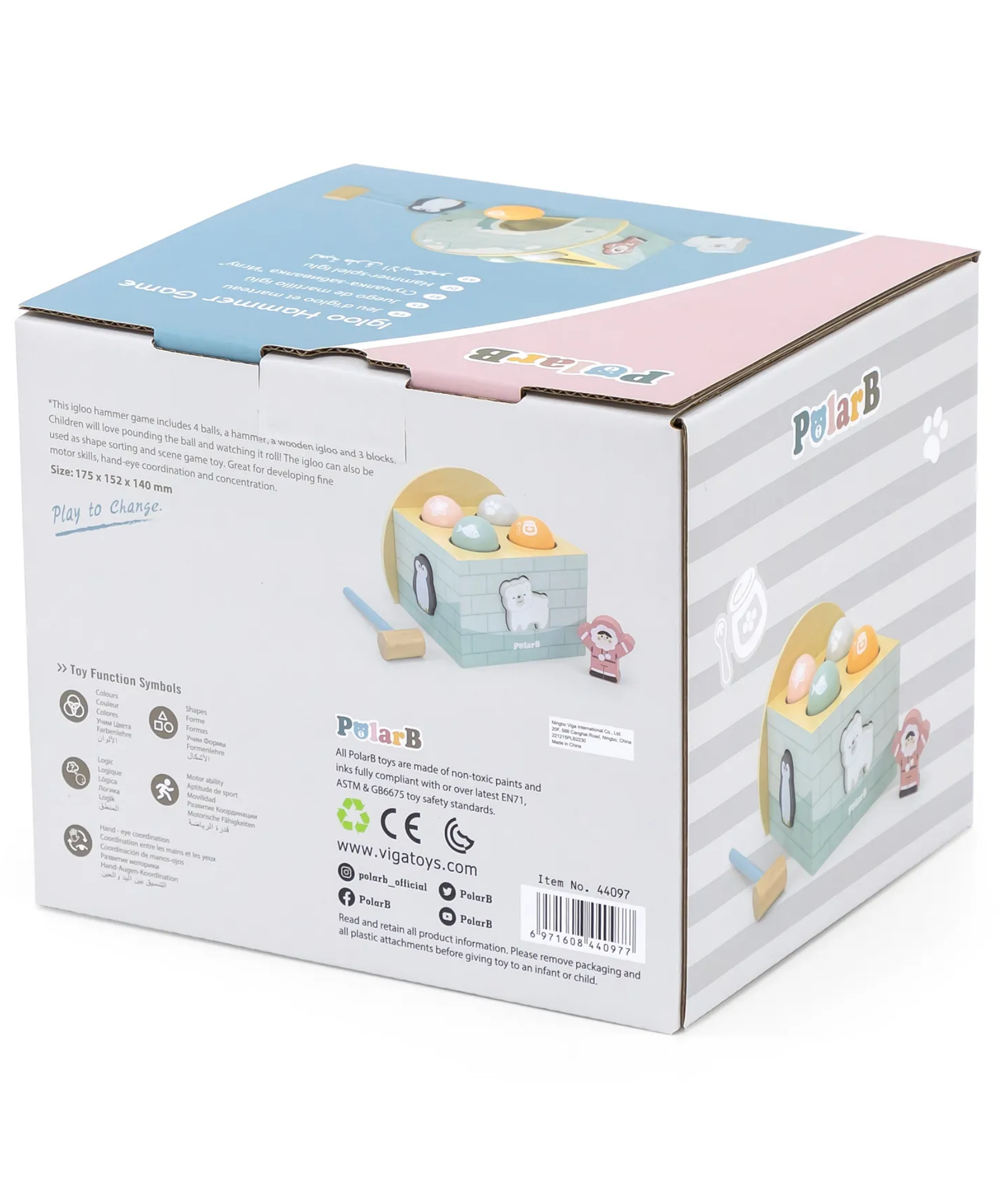 لعبة مطرقة بولار بي إيجلو وفرز الأشكال للأطفال الصغار، لعبة نشاط خشبية مع مطرقة وكرات وشخصيات، تشجع المهارات الحركية الدقيقة، مناسبة للأعمار من 18 شهرًا فما فوق