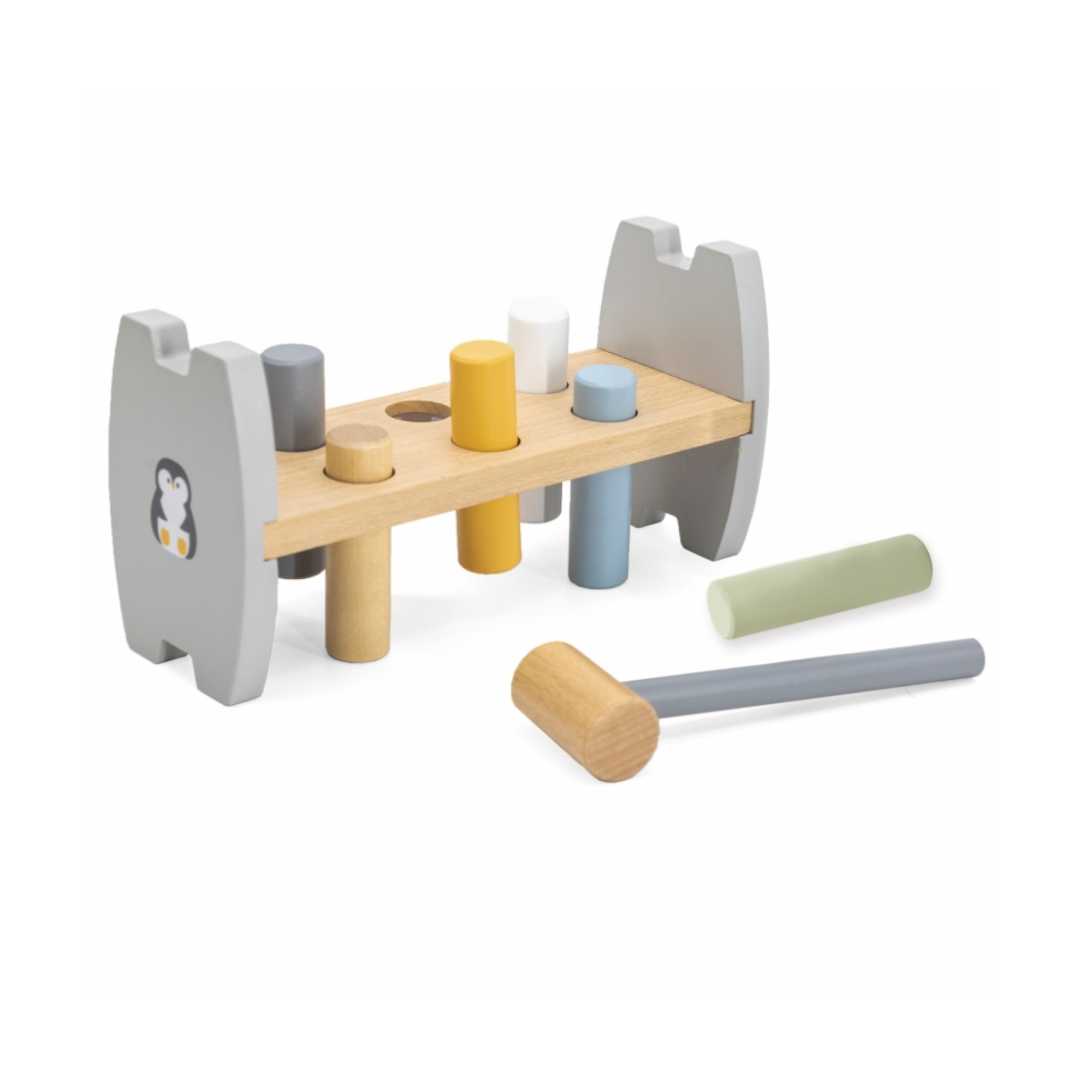 مجموعة PolarB الخشبية للتكديس والضرب بتصميم البطريق، تتضمن أداة تكديس البطريق ومقعد التكديس، لعبة تعليمية مستوحاة من مونتيسوري للأطفال الصغار من عمر سنة فما فوق