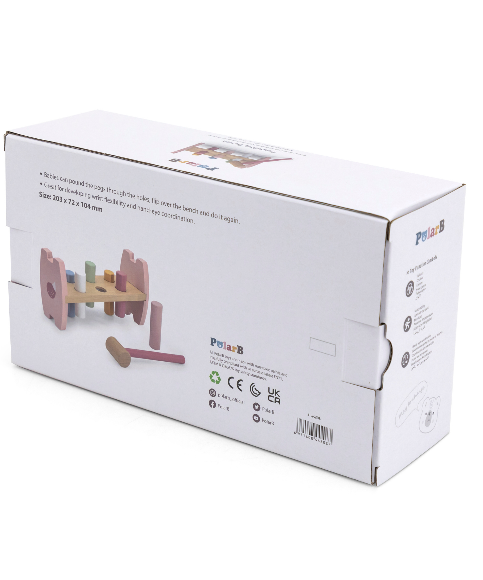 مجموعة PolarB الخشبية للتكديس والضرب بتصميم ثعلب، تتضمن أداة تكديس ثعلب ومقعد ضرب، لعبة تعليمية مستوحاة من مونتيسوري للأطفال الصغار من عمر سنة فما فوق