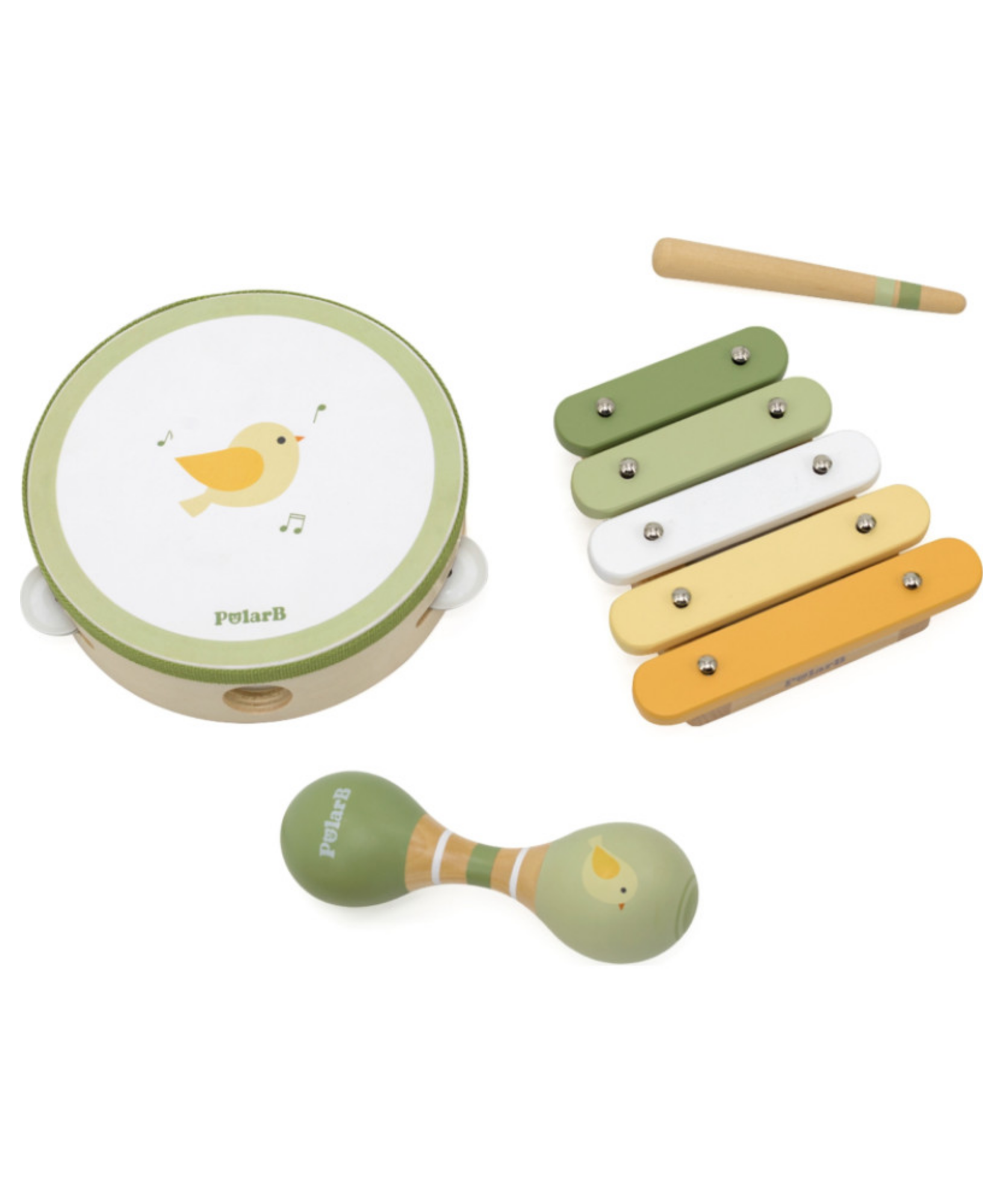 مجموعة موسيقى الطيور الخشبية من PolarB للأطفال الصغار، تتضمن الدف والماراكاس والإكسيليفون، مجموعة ألعاب الآلات الموسيقية للتعلم المبكر واللعب الإبداعي، من عمر 18 شهرًا فما فوق