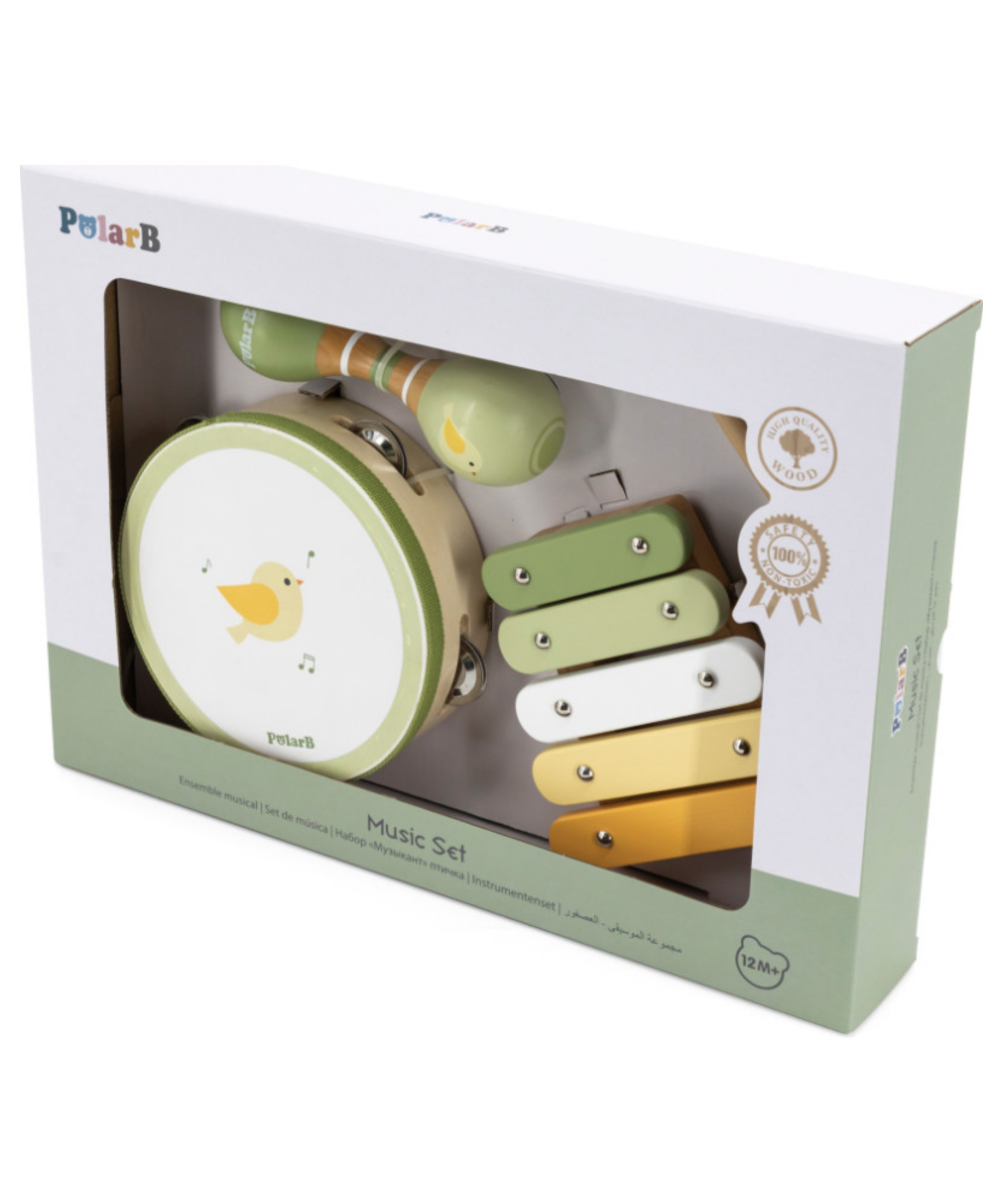 مجموعة موسيقى الطيور الخشبية من PolarB للأطفال الصغار، تتضمن الدف والماراكاس والإكسيليفون، مجموعة ألعاب الآلات الموسيقية للتعلم المبكر واللعب الإبداعي، من عمر 18 شهرًا فما فوق