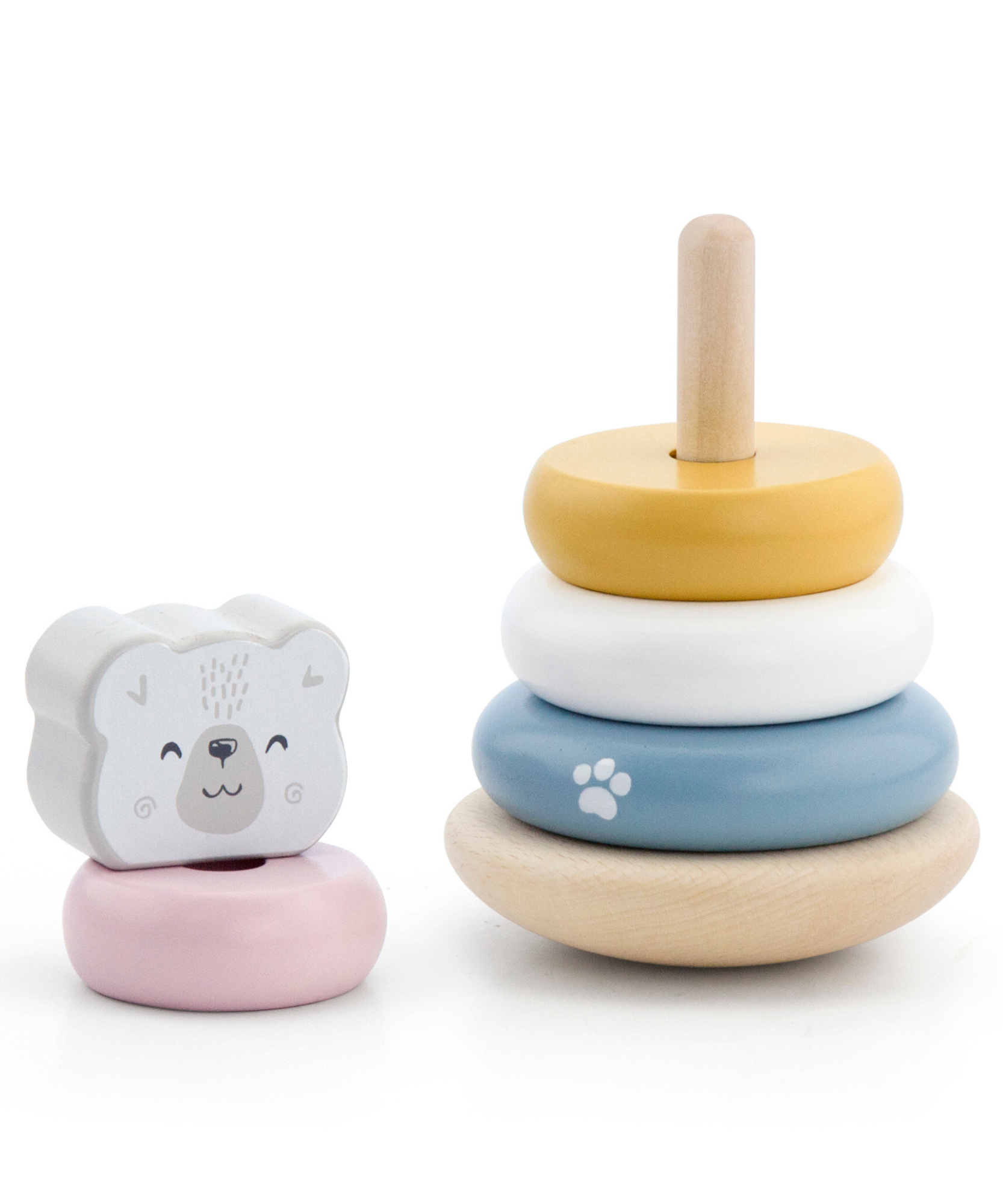 PolarB Colorful Wooden Tower Game with Dice, Family Stacking Game with 54 Beech Wood Blocks and 2 Dice, Educational Dexterity Game for Ages 3+