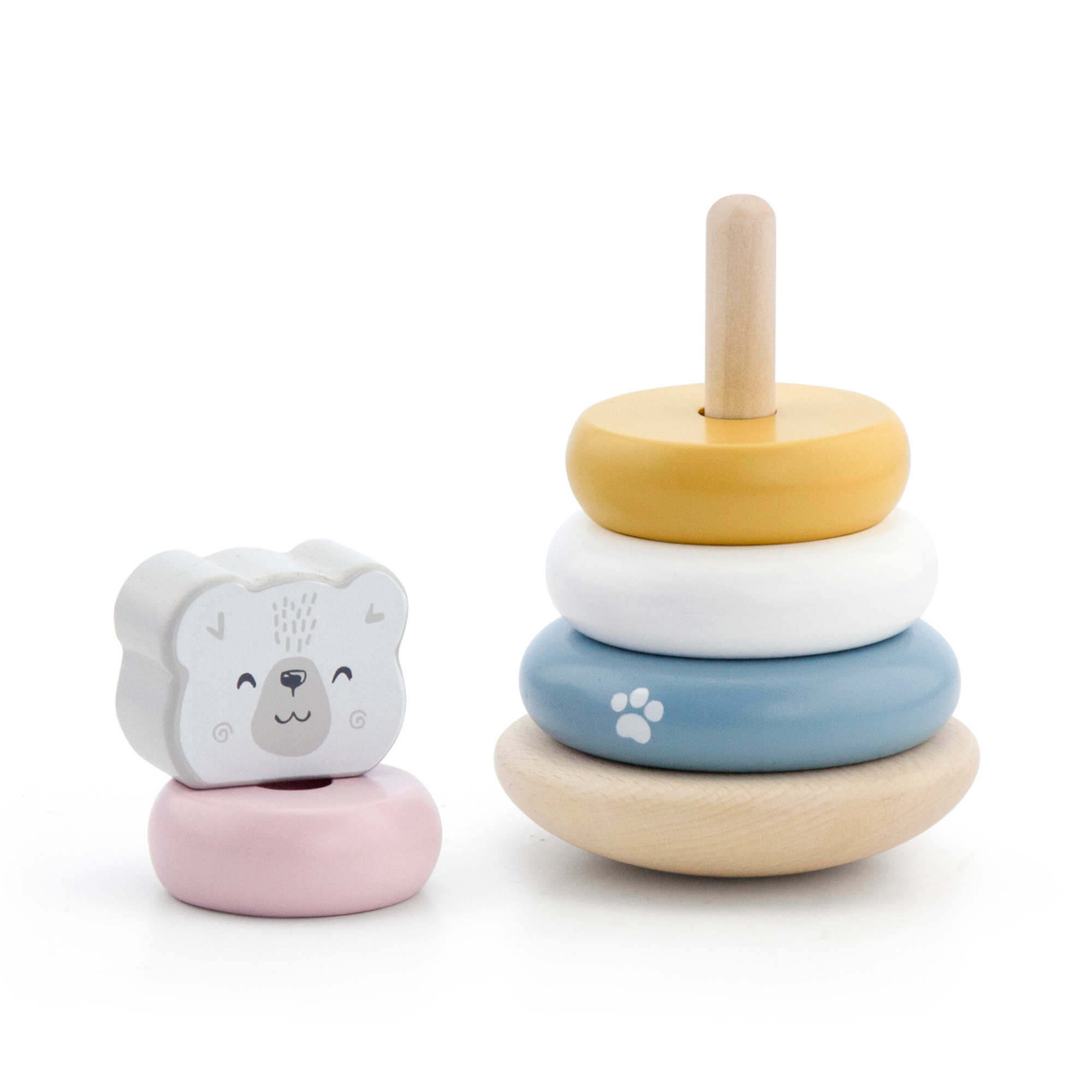 لعبة برج خشبي ملون من PolarB مع نرد، لعبة تكديس عائلية مع 54 قطعة من خشب الزان و2 نرد، لعبة تعليمية للمهارة للأعمار من 3 سنوات فما فوق