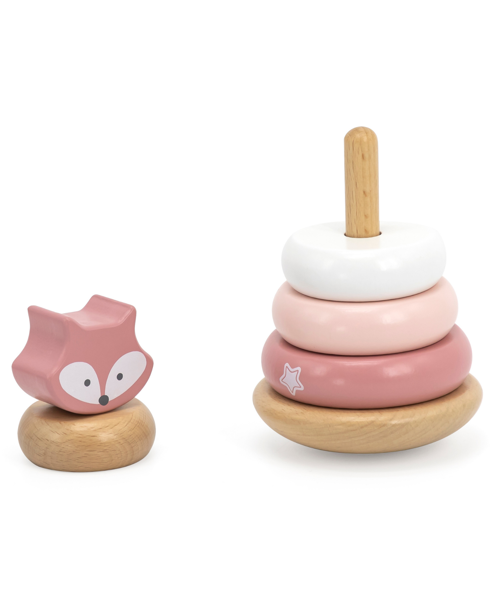 مجموعة ألعاب PolarB الخشبية على شكل ثعلب قابلة للسحب والتكديس، ألعاب تعليمية للأطفال الصغار للمشي والمهارات الحركية الدقيقة والتعرف على الألوان، للأعمار من 18 شهرًا فما فوق