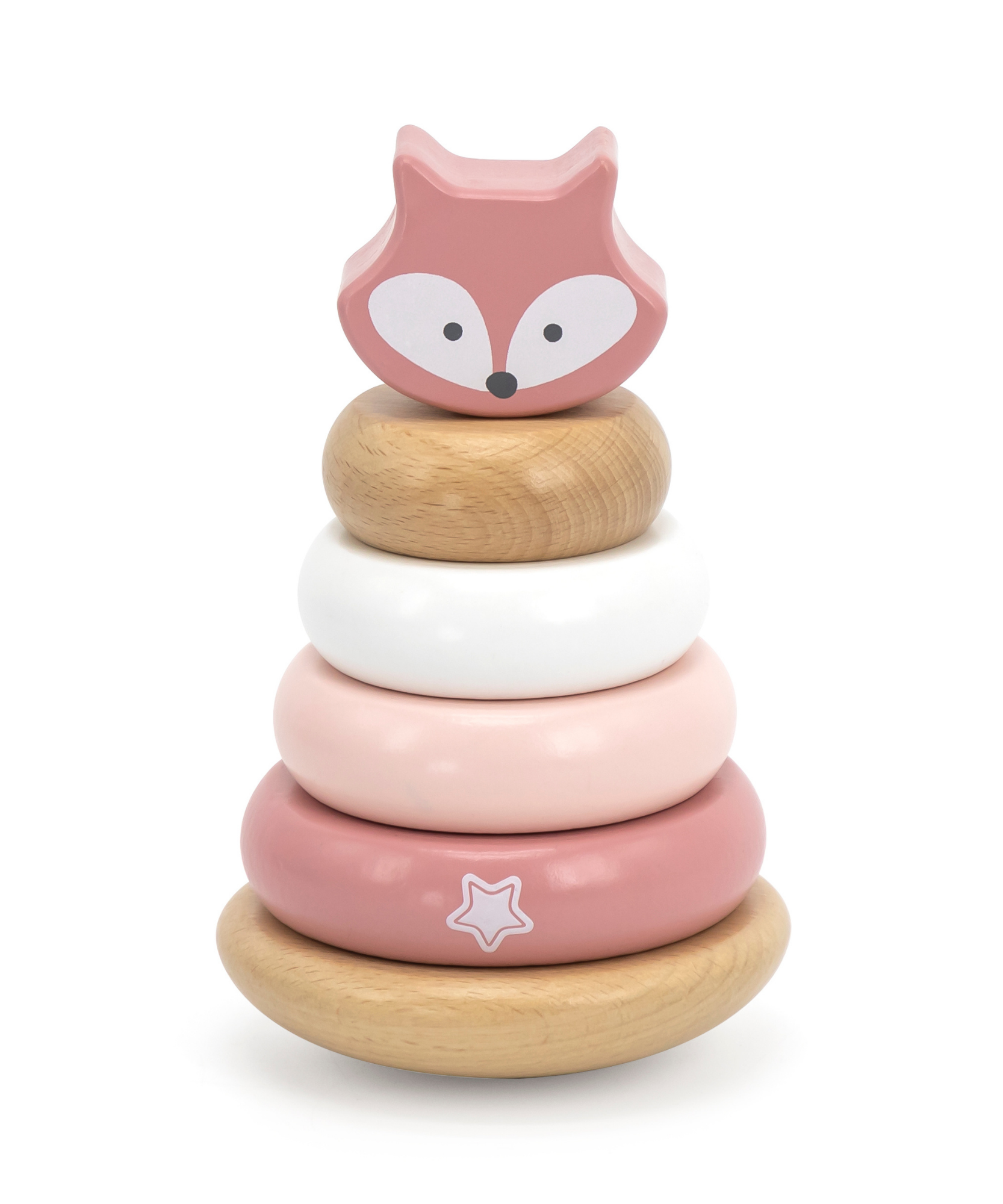 مجموعة ألعاب PolarB الخشبية على شكل ثعلب قابلة للسحب والتكديس، ألعاب تعليمية للأطفال الصغار للمشي والمهارات الحركية الدقيقة والتعرف على الألوان، للأعمار من 18 شهرًا فما فوق