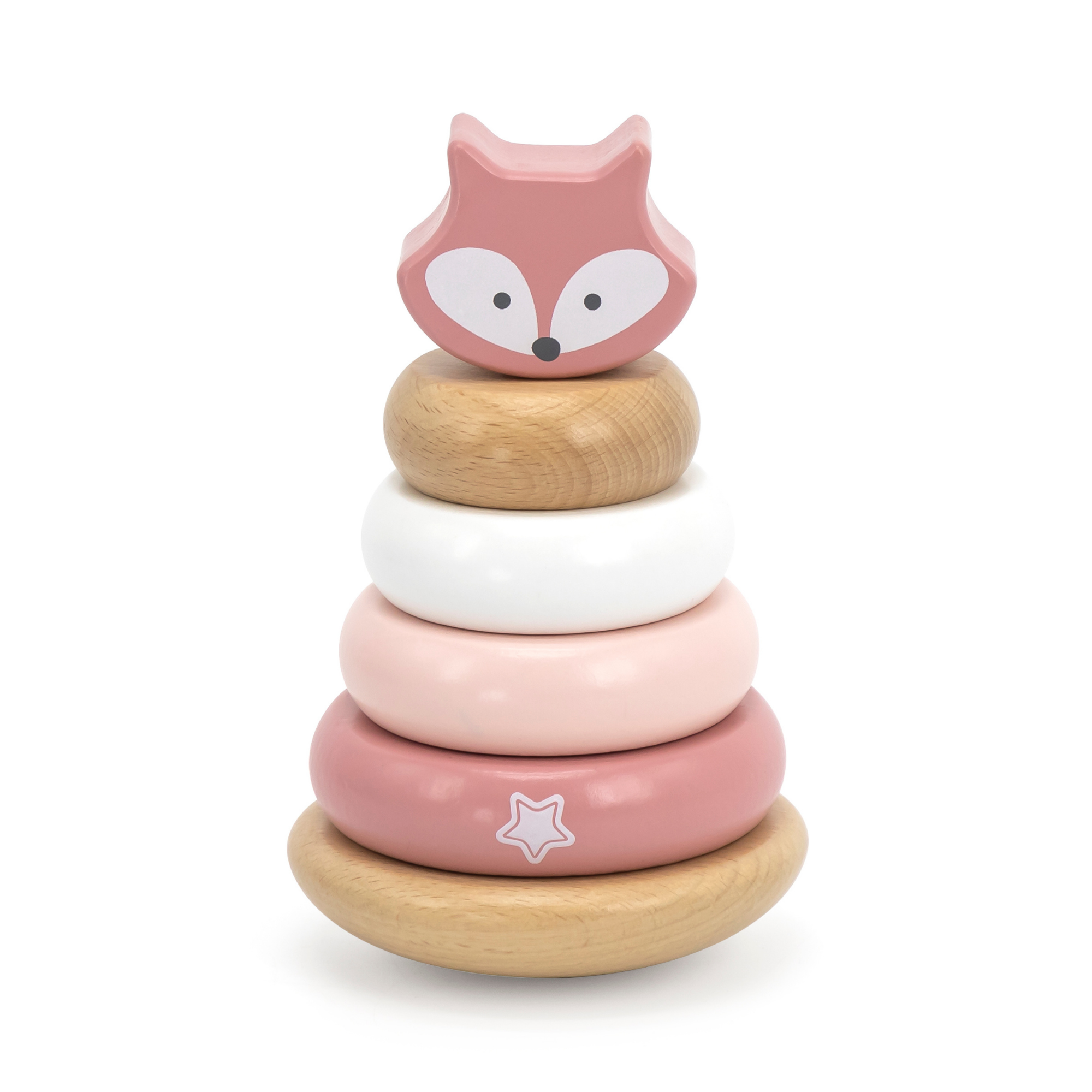 مجموعة ألعاب PolarB الخشبية على شكل ثعلب قابلة للسحب والتكديس، ألعاب تعليمية للأطفال الصغار للمشي والمهارات الحركية الدقيقة والتعرف على الألوان، للأعمار من 18 شهرًا فما فوق