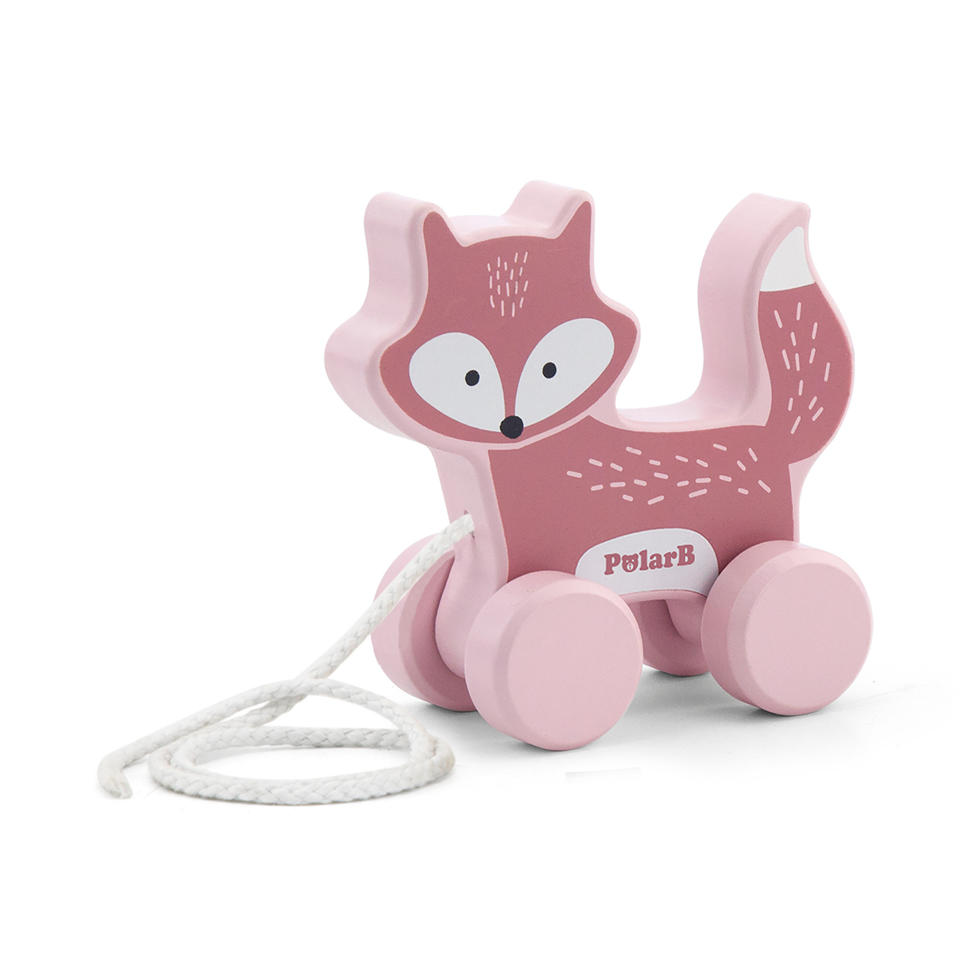 مجموعة ألعاب PolarB الخشبية على شكل ثعلب قابلة للسحب والتكديس، ألعاب تعليمية للأطفال الصغار للمشي والمهارات الحركية الدقيقة والتعرف على الألوان، للأعمار من 18 شهرًا فما فوق