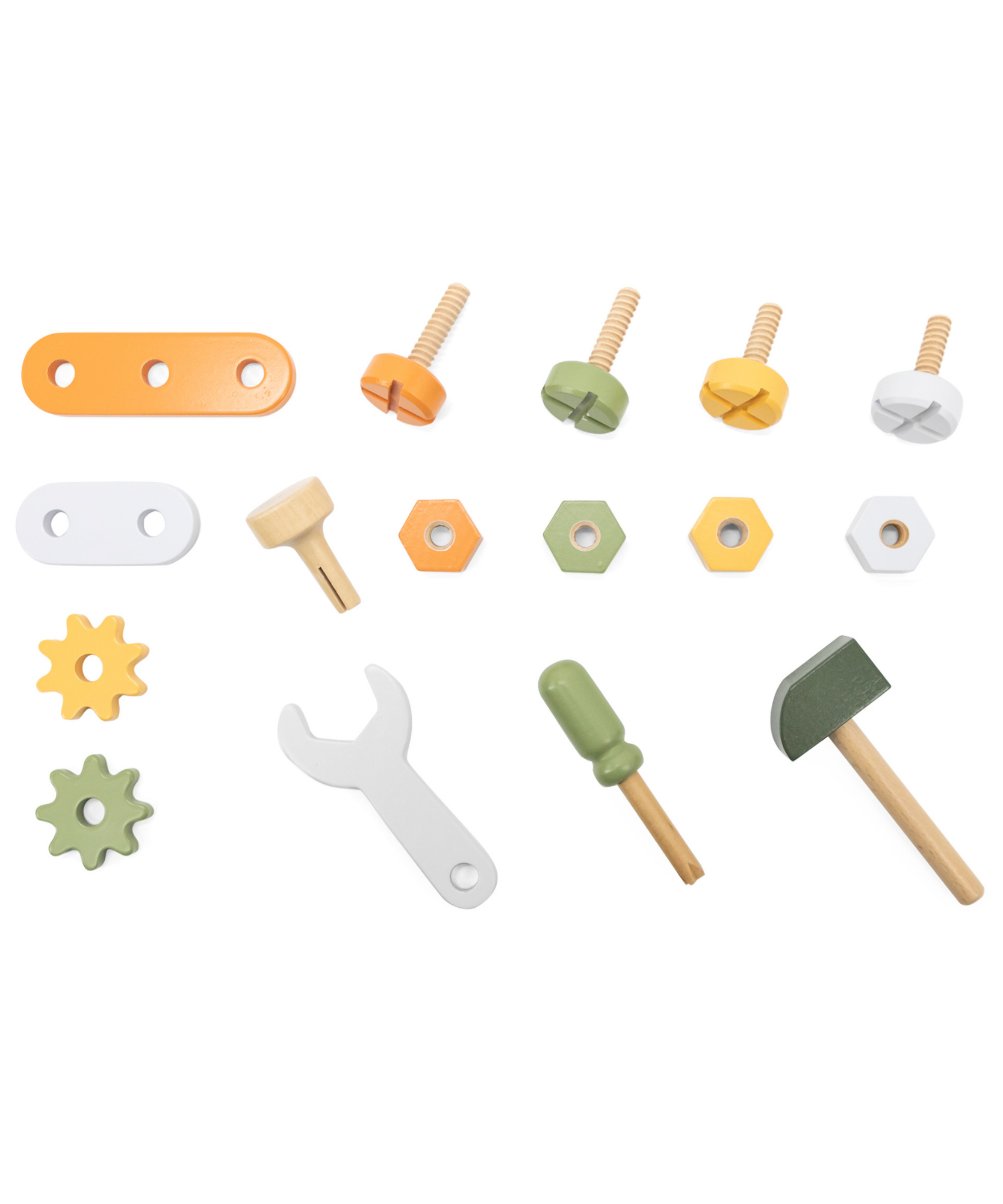 مجموعة صندوق أدوات خشبي من PolarB، مجموعة لعب الأدوار DIY مع مطرقة ومفتاح ربط ومفك براغي ومسامير وصواميل وتروس، لعبة تعليمية للأطفال الصغار، من سن 3 سنوات فما فوق