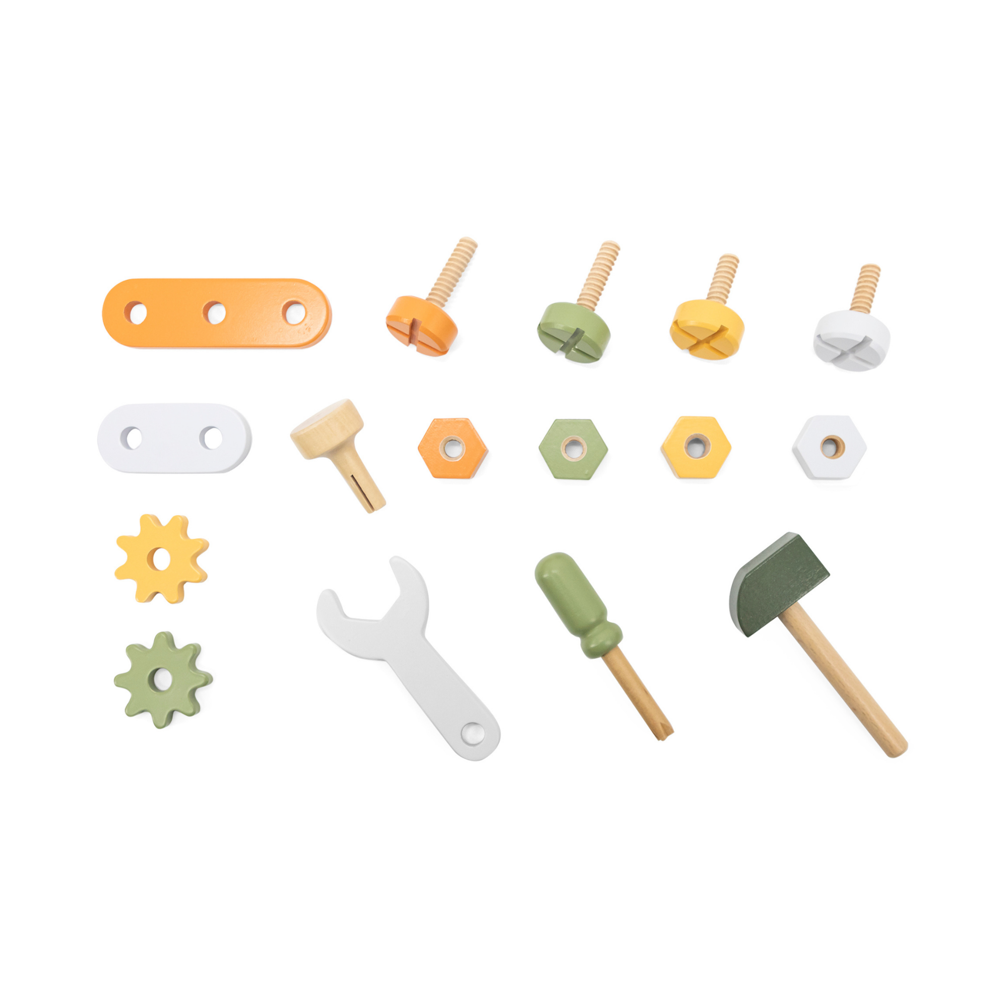 مجموعة صندوق أدوات خشبي من PolarB، مجموعة لعب الأدوار DIY مع مطرقة ومفتاح ربط ومفك براغي ومسامير وصواميل وتروس، لعبة تعليمية للأطفال الصغار، من سن 3 سنوات فما فوق