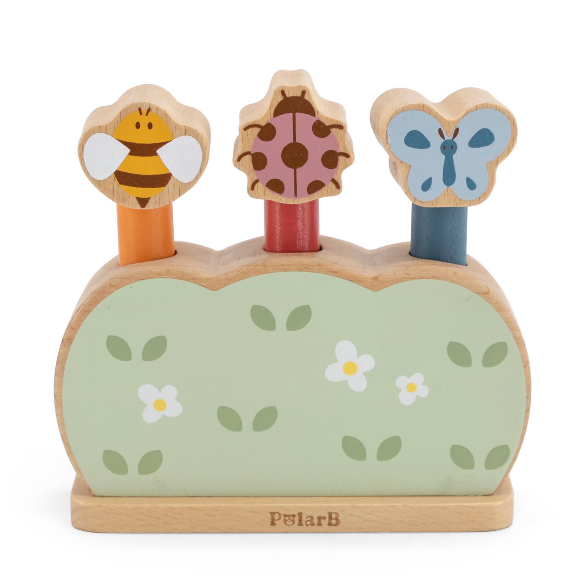 لعبة حديقة خشبية منبثقة من PolarB للأطفال الصغار، لعبة قفز على شكل حيوانات لتنمية المهارات الحركية الدقيقة، وتنسيق حركة اليد والعين، وتعلم السبب والنتيجة، مناسبة للأعمار من 18 شهرًا فما فوق