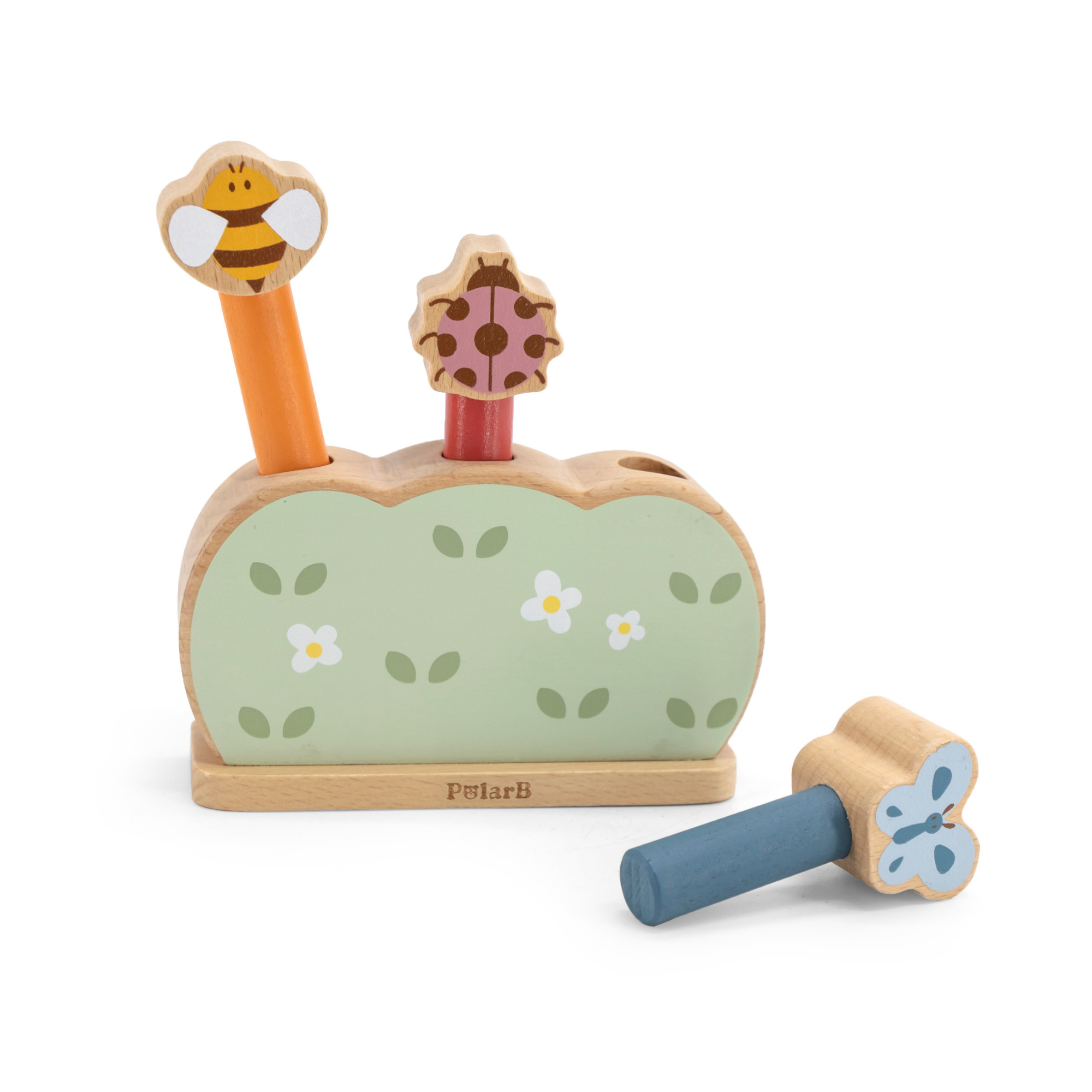 لعبة حديقة خشبية منبثقة من PolarB للأطفال الصغار، لعبة قفز على شكل حيوانات لتنمية المهارات الحركية الدقيقة، وتنسيق حركة اليد والعين، وتعلم السبب والنتيجة، مناسبة للأعمار من 18 شهرًا فما فوق