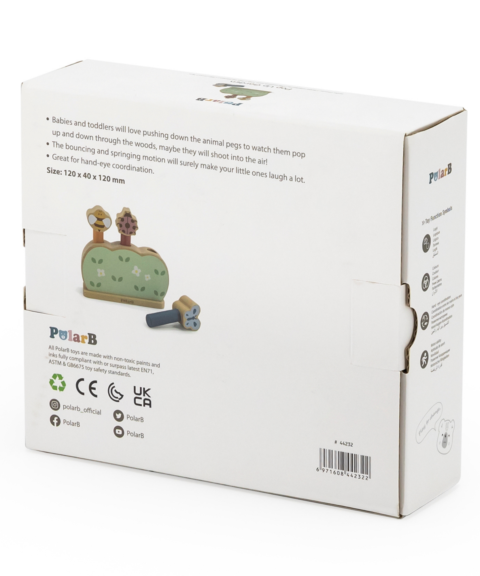 لعبة حديقة خشبية منبثقة من PolarB للأطفال الصغار، لعبة قفز على شكل حيوانات لتنمية المهارات الحركية الدقيقة، وتنسيق حركة اليد والعين، وتعلم السبب والنتيجة، مناسبة للأعمار من 18 شهرًا فما فوق