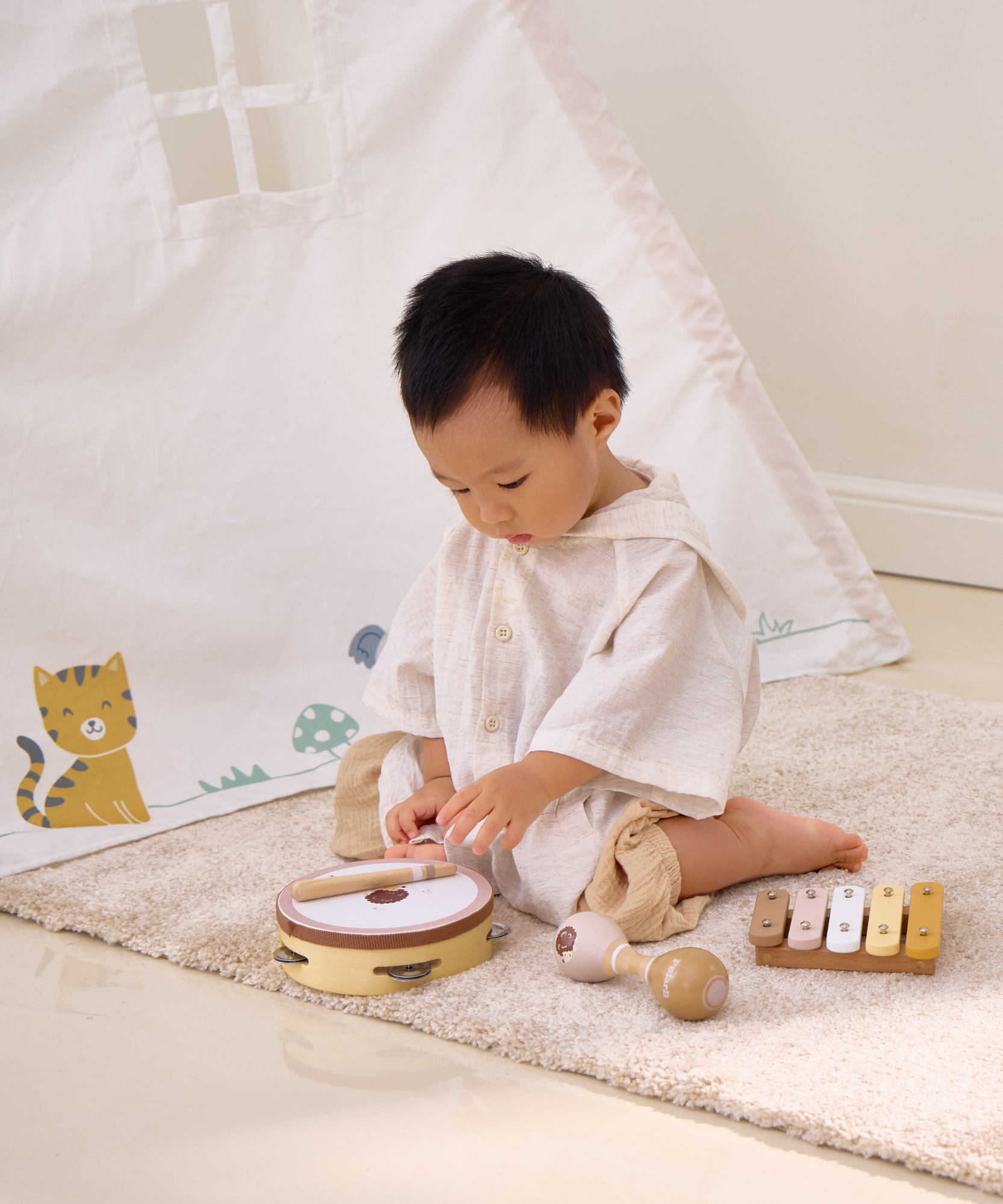 مجموعة موسيقى خشبية على شكل قنفذ من PolarB للأطفال الصغار، تتضمن الدف والماراكاس والإكسيليفون، مجموعة ألعاب الآلات الموسيقية للتعلم المبكر واللعب الإبداعي، من عمر 18 شهرًا فما فوق