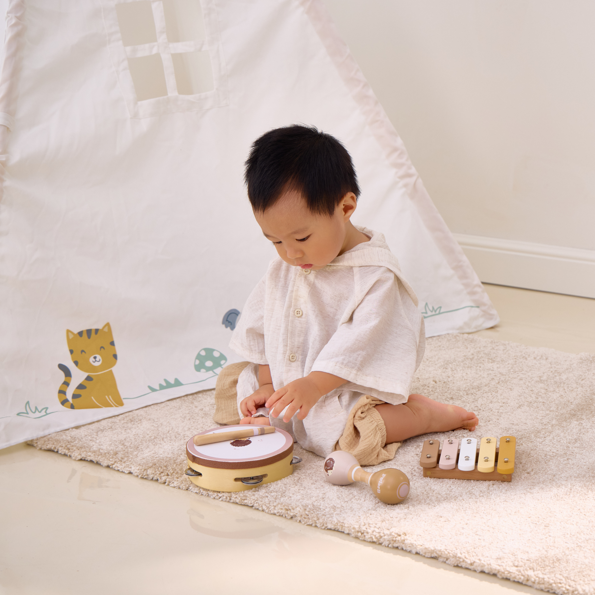 مجموعة موسيقى خشبية على شكل قنفذ من PolarB للأطفال الصغار، تتضمن الدف والماراكاس والإكسيليفون، مجموعة ألعاب الآلات الموسيقية للتعلم المبكر واللعب الإبداعي، من عمر 18 شهرًا فما فوق