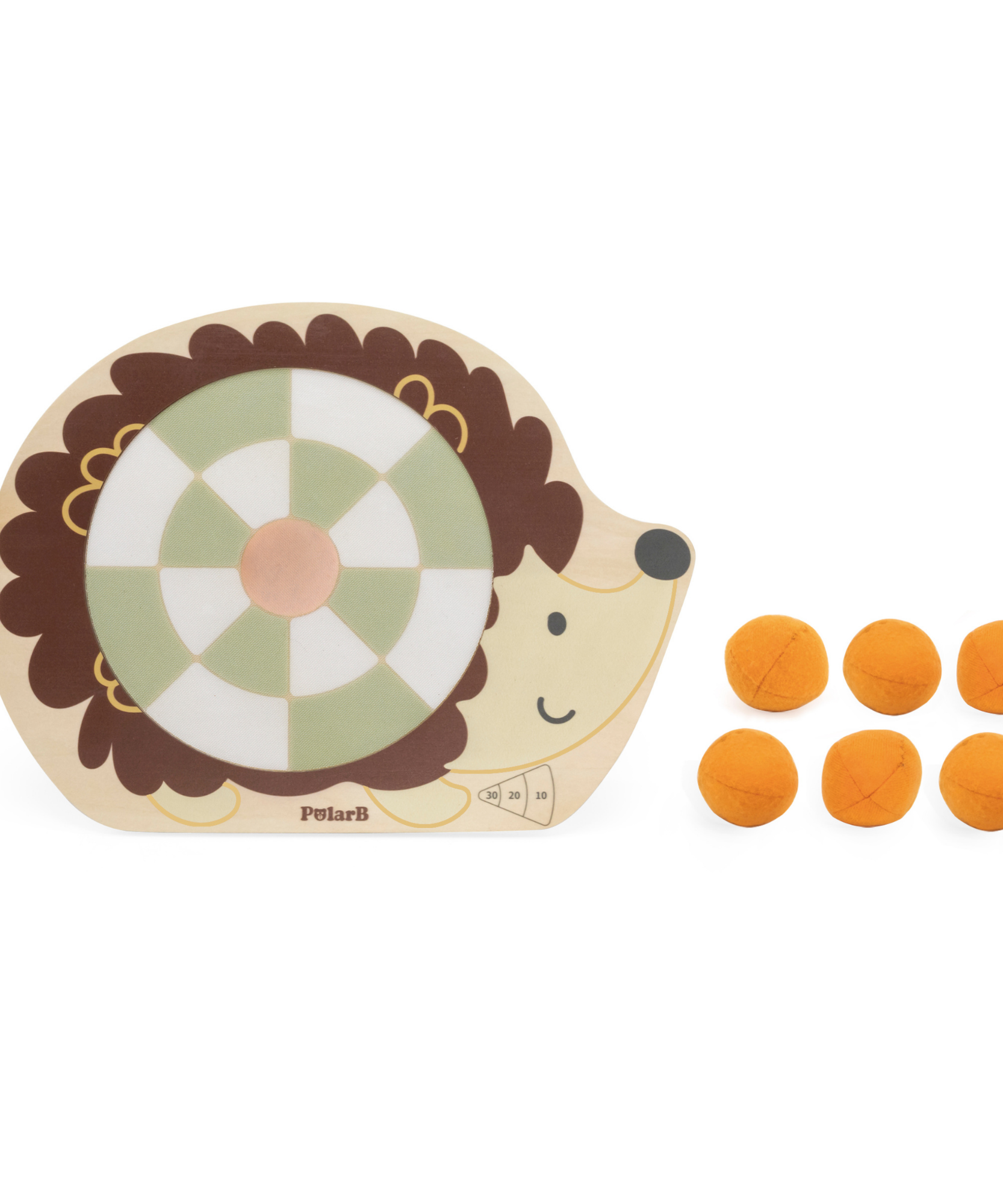 PolarB Wooden Target Game for Kids, Hedgehog Aiming Game with 6 Toss Balls, Develops Hand-Eye Coordination and Motor Skills, Indoor and Outdoor Toy for Ages 3+