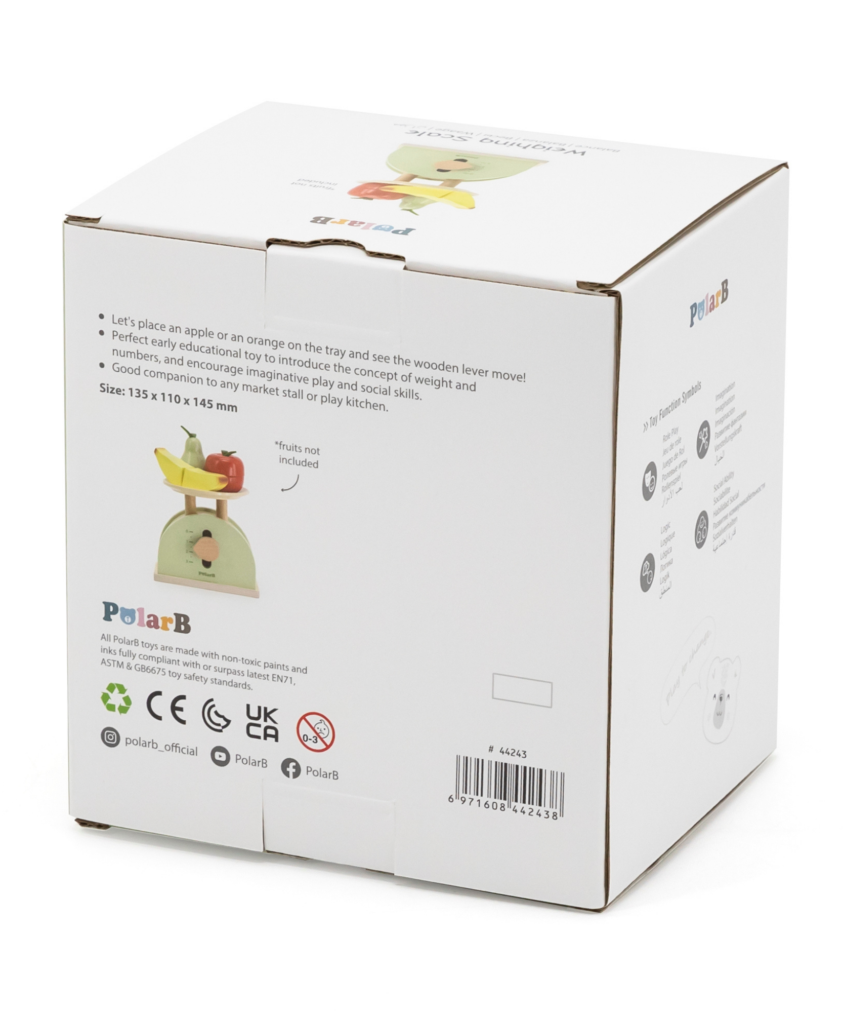 ميزان مطبخ خشبي من PolarB للأطفال، لعبة تعليمية تظاهرية لتقمص الأدوار، ومهارات الرياضيات ومفاهيم التوازن، مصنوعة من الخشب المتين، مناسبة للأعمار من 3 سنوات فما فوق