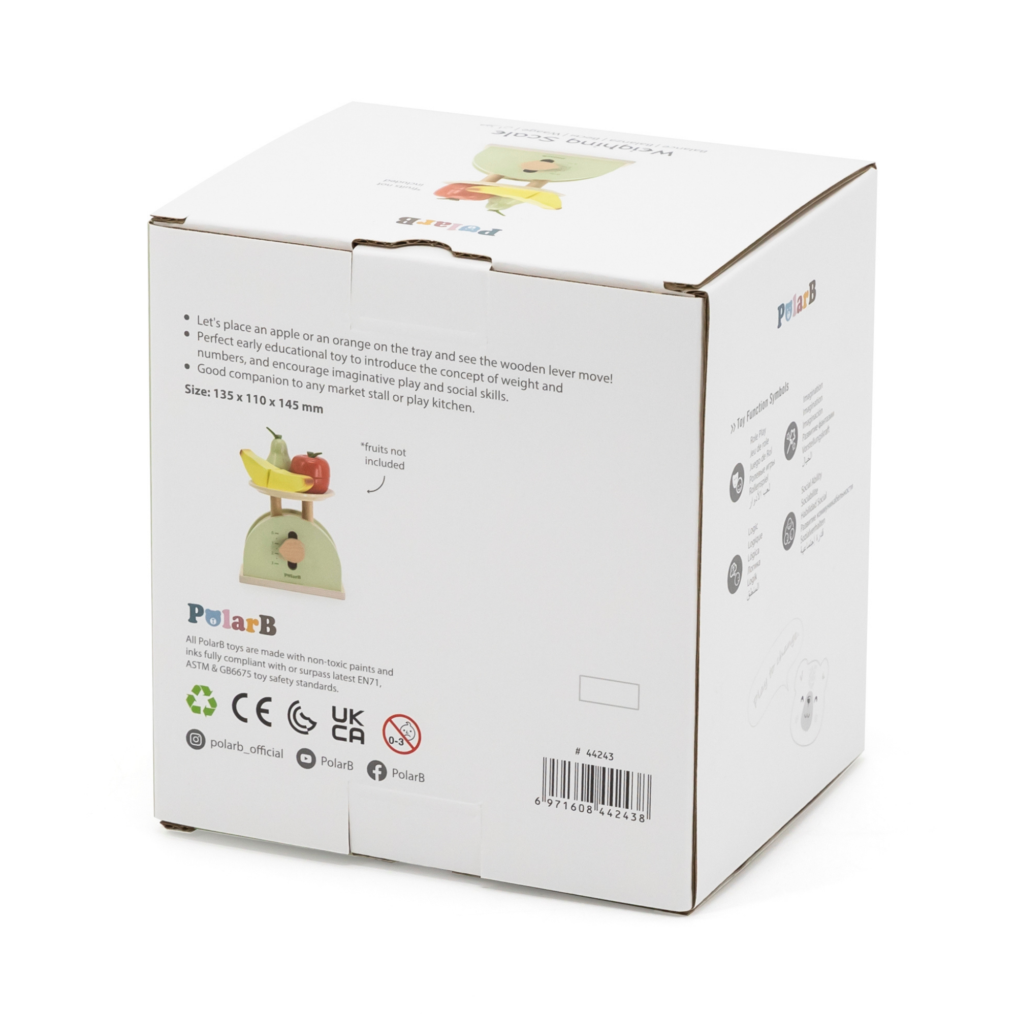 ميزان مطبخ خشبي من PolarB للأطفال، لعبة تعليمية تظاهرية لتقمص الأدوار، ومهارات الرياضيات ومفاهيم التوازن، مصنوعة من الخشب المتين، مناسبة للأعمار من 3 سنوات فما فوق