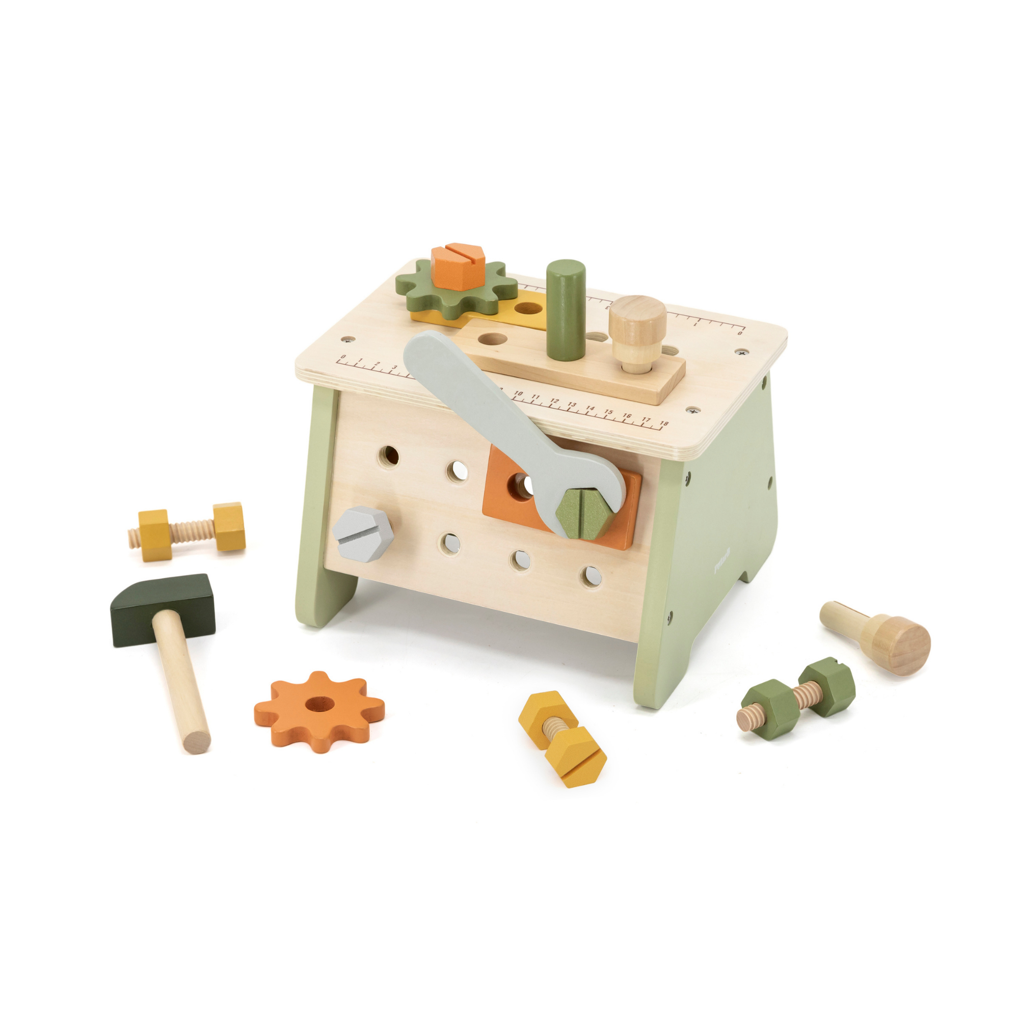 مجموعة أدوات ومنضدة عمل خشبية 2 في 1 من PolarB للأطفال، مجموعة ألعاب بناء DIY مكونة من 30 قطعة مع سلة تخزين، تعزز الخيال والمهارات الحركية الدقيقة والتعلم في مجالات العلوم والتكنولوجيا والهندسة والرياضيات، للأعمار من 3 سنوات فما فوق