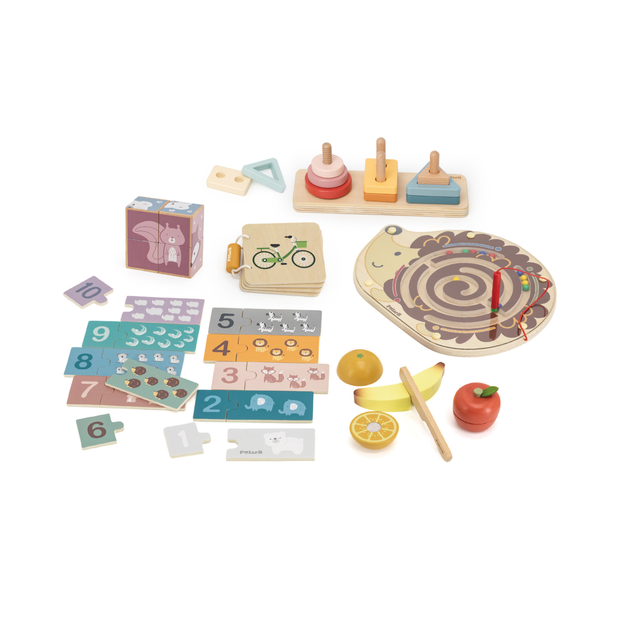 مجموعة ألعاب تعليمية خشبية من PolarB Grow-with-Me للأطفال الصغار، صديقة للبيئة، لعبة لتنمية المهارات الحسية والإدراكية والحركية الدقيقة، مناسبة للأطفال من الأولاد والبنات من عمر سنتين إلى ثلاث سنوات