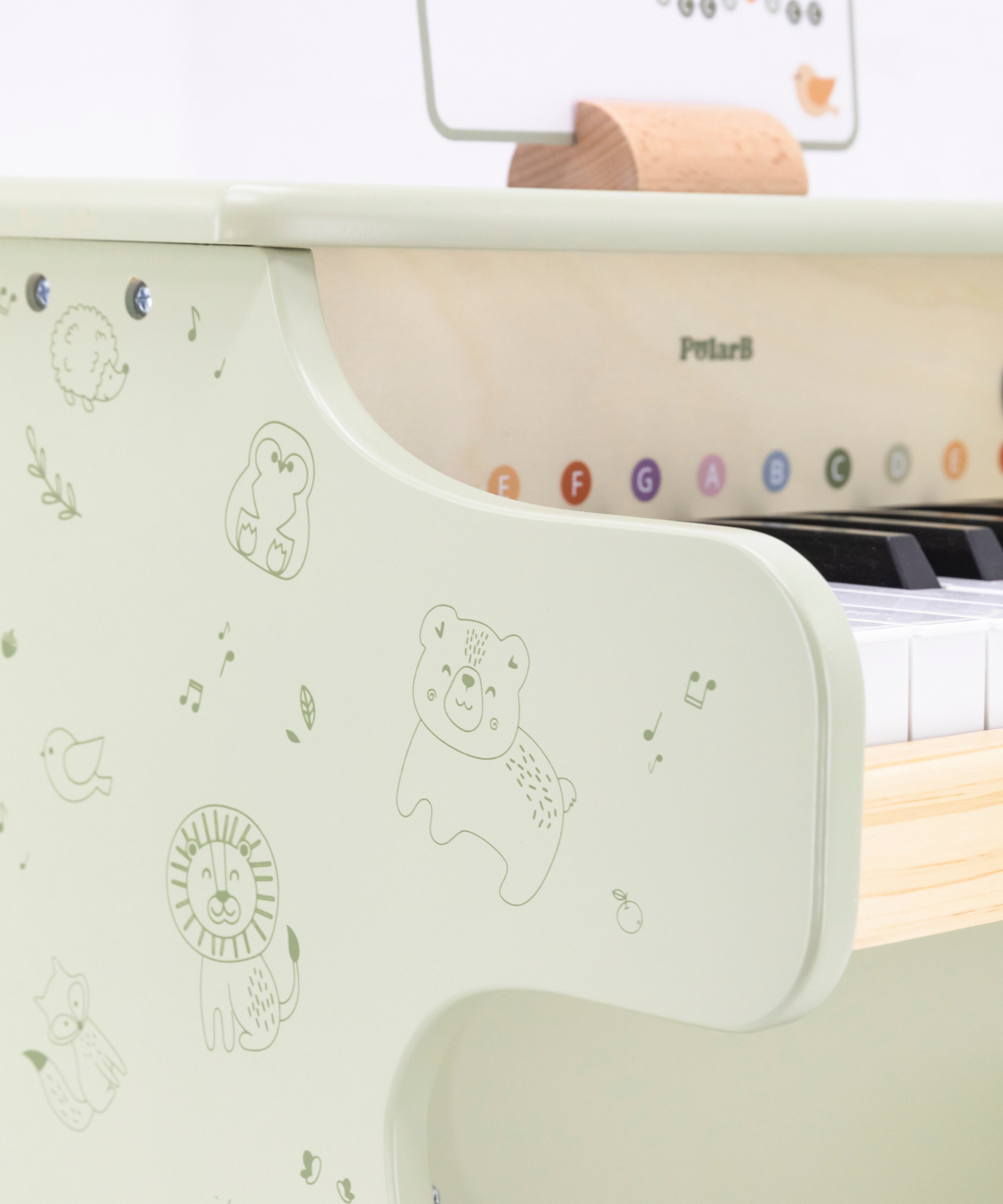 بيانو لعبة خشبي من PolarB للأطفال، آلة موسيقية تعليمية بمفاتيح ملونة ونوتة أغاني، بيانو تعليمي للأطفال من سن 3 سنوات فما فوق