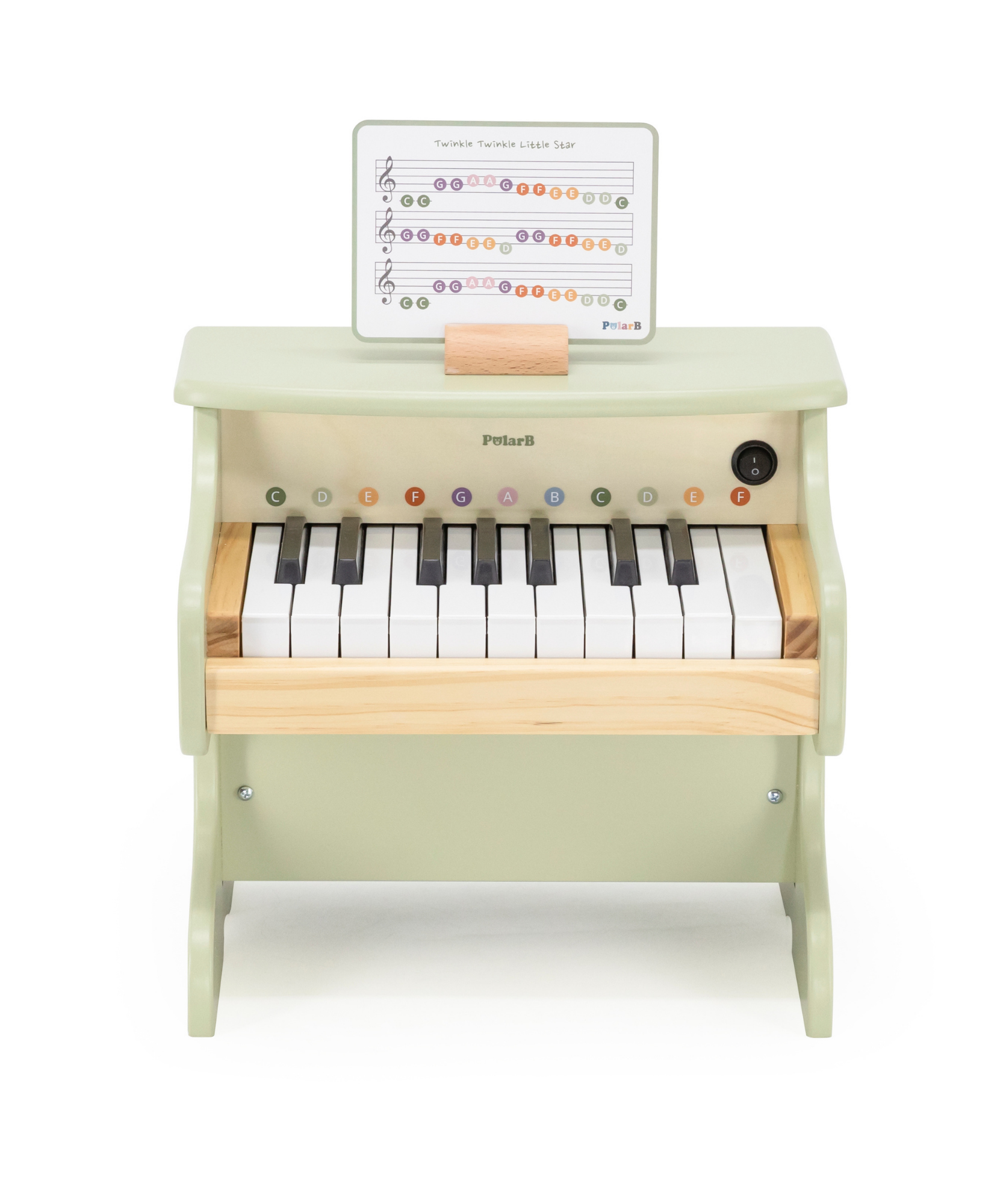 بيانو لعبة خشبي من PolarB للأطفال، آلة موسيقية تعليمية بمفاتيح ملونة ونوتة أغاني، بيانو تعليمي للأطفال من سن 3 سنوات فما فوق