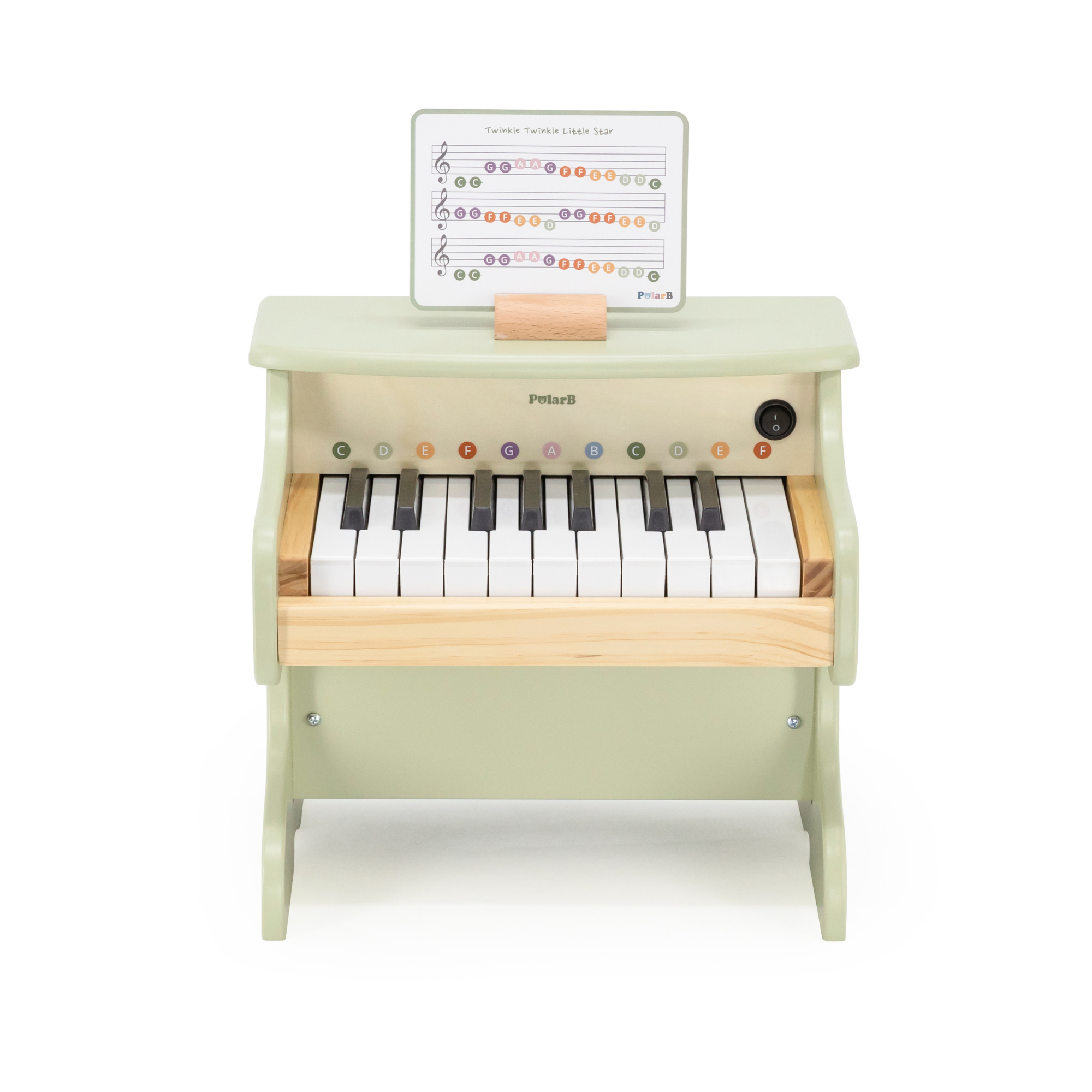 بيانو لعبة خشبي من PolarB للأطفال، آلة موسيقية تعليمية بمفاتيح ملونة ونوتة أغاني، بيانو تعليمي للأطفال من سن 3 سنوات فما فوق