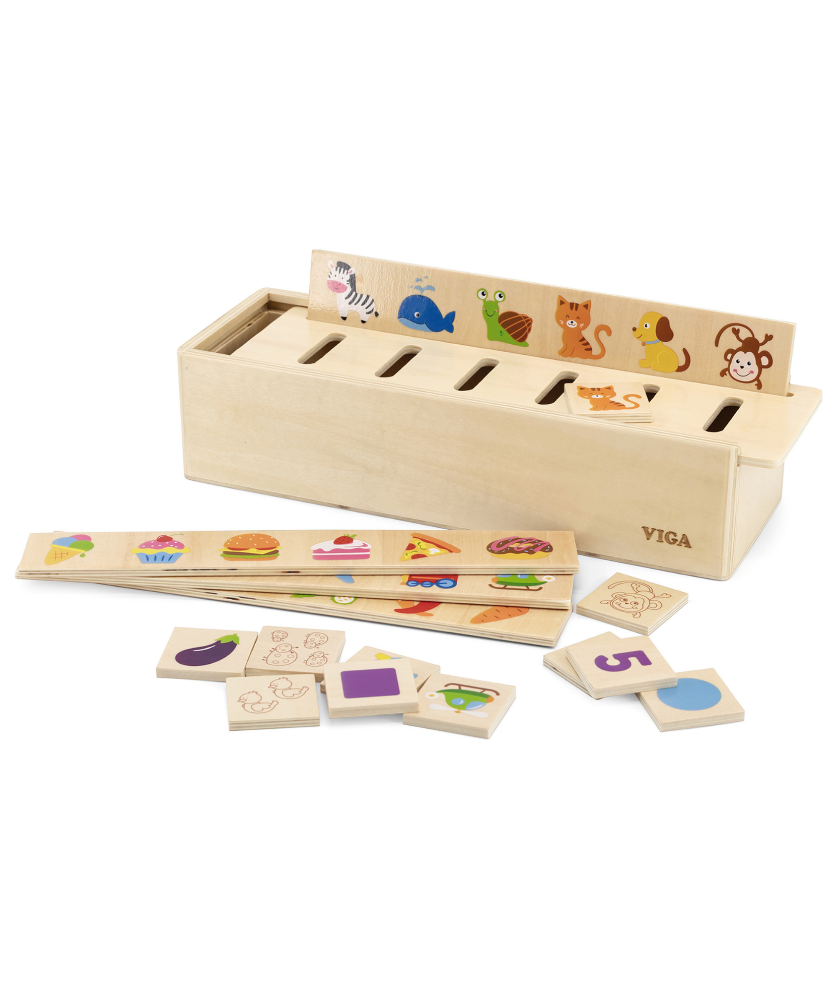 Viga Match & Sort, 52 Piece Mix & Match Puzzle, Montessori Wooden Toy, Develops Sensory, Cognitive & Fine Motor Skills, Non-Toxic & Eco-friendly Kids Educational Toy, Suitable for Children Aged 3Y+