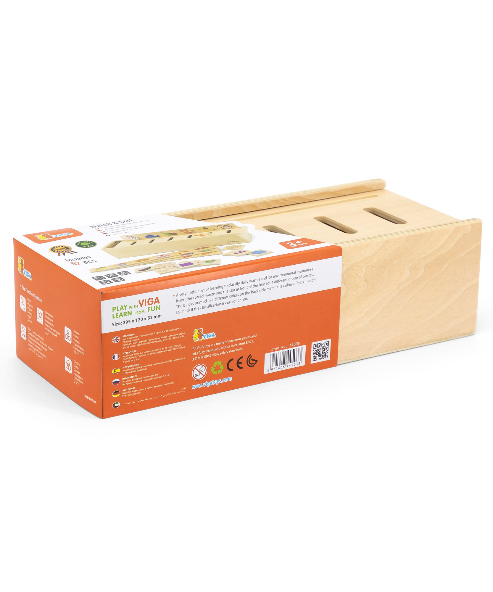 Viga Match & Sort, 52 Piece Mix & Match Puzzle, Montessori Wooden Toy, Develops Sensory, Cognitive & Fine Motor Skills, Non-Toxic & Eco-friendly Kids Educational Toy, Suitable for Children Aged 3Y+