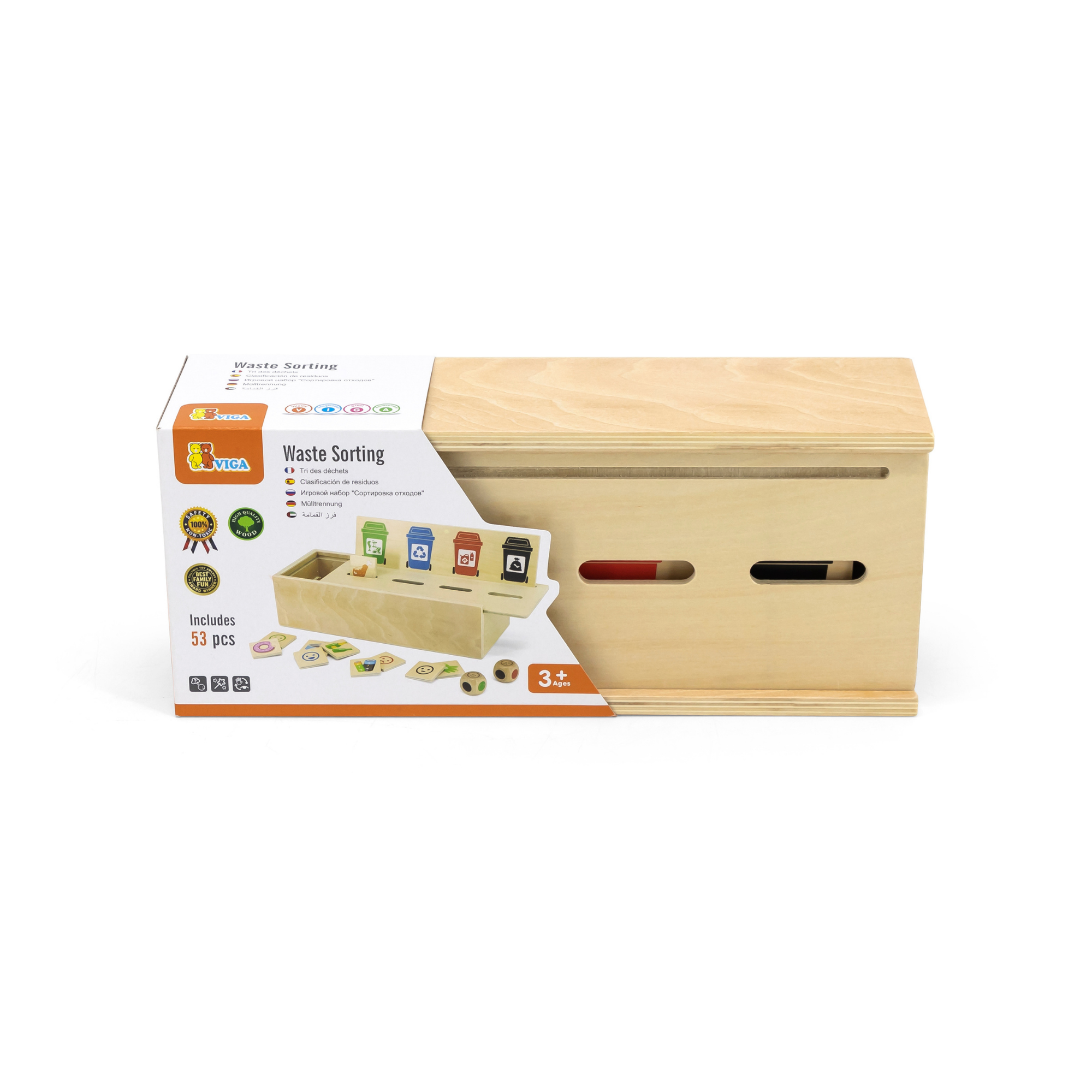 Viga Wooden Waste Sorting Toy, Montessori Educational Recycling Game, Develops Concentration, Classification & Environmental Awareness, Eco-Friendly & Non-Toxic, for Boys & Girls Ages 3+